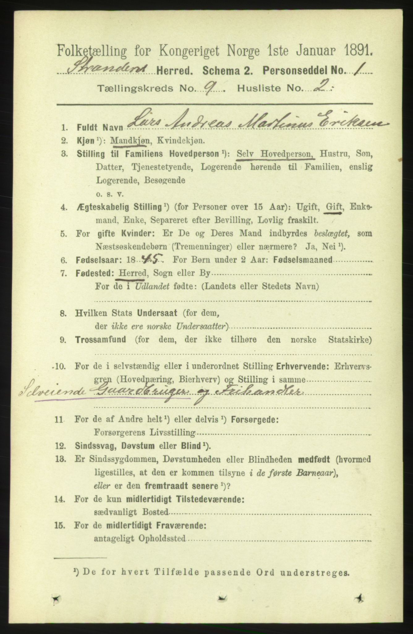 RA, 1891 census for 1525 Stranda, 1891, p. 2208