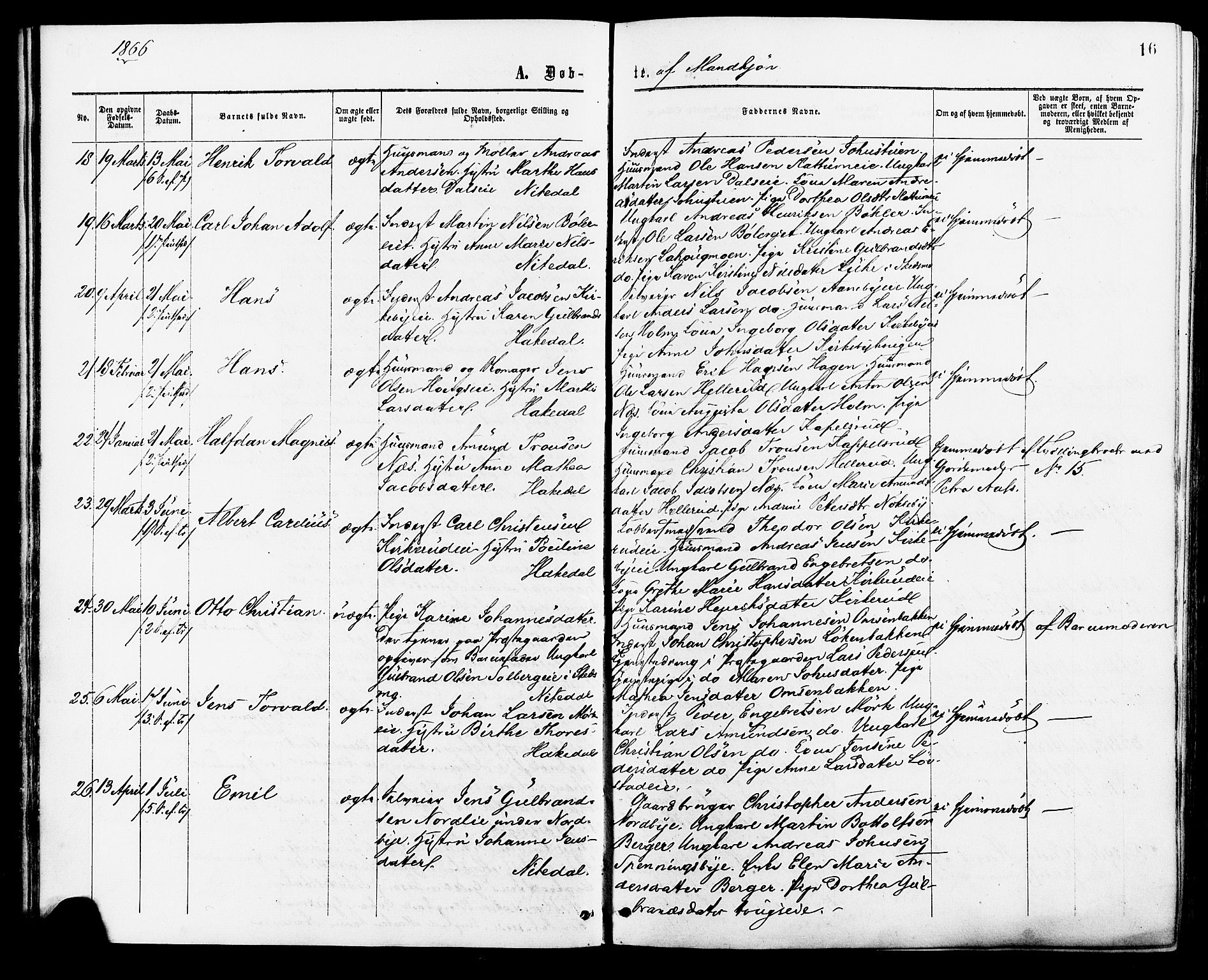 Nittedal prestekontor Kirkebøker, SAO/A-10365a/F/Fa/L0006: Parish register (official) no. I 6, 1863-1878, p. 16