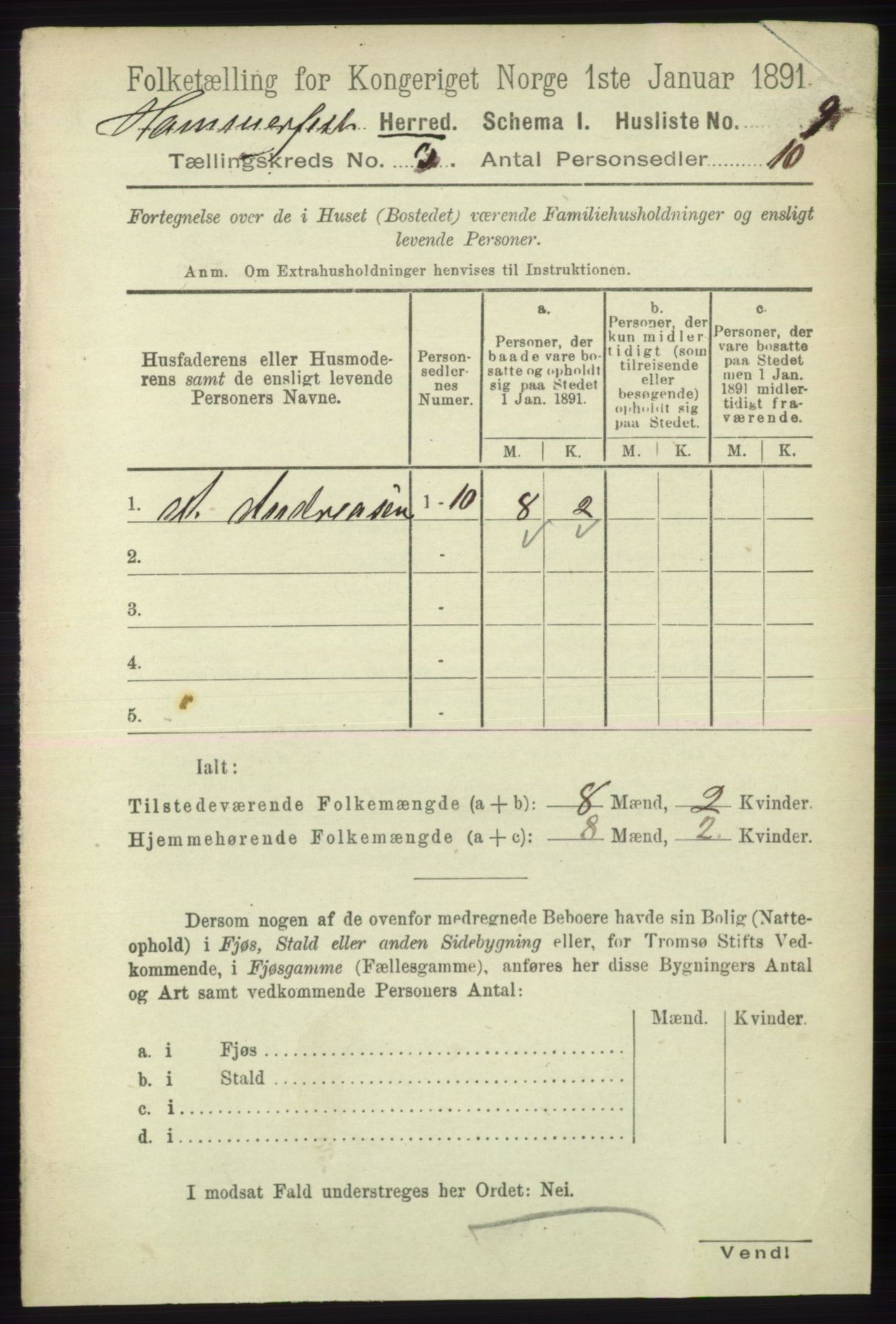 RA, 1891 census for 2016 Hammerfest, 1891, p. 998