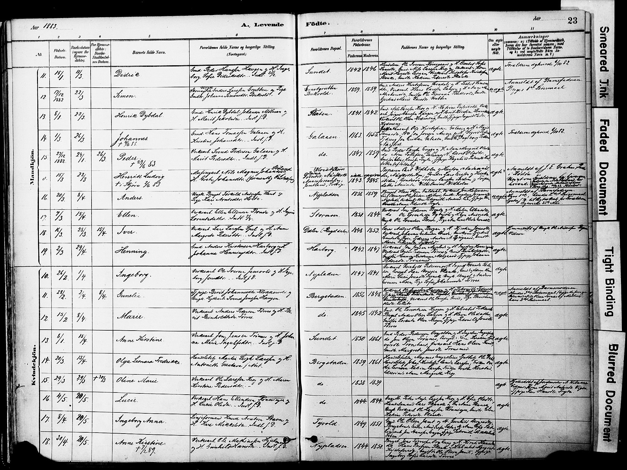 Ministerialprotokoller, klokkerbøker og fødselsregistre - Sør-Trøndelag, SAT/A-1456/681/L0933: Parish register (official) no. 681A11, 1879-1890, p. 23