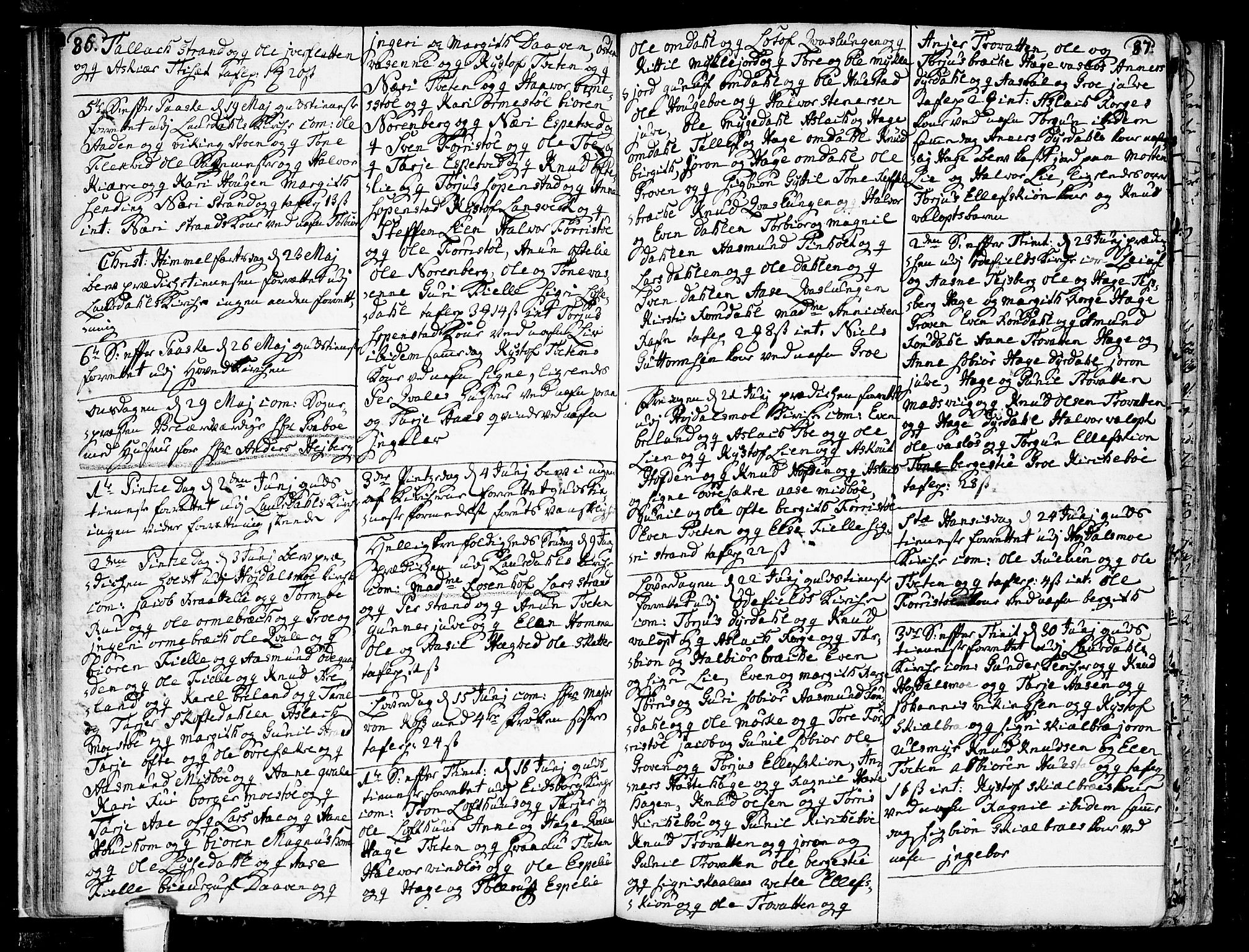 Lårdal kirkebøker, SAKO/A-284/F/Fa/L0002: Parish register (official) no. I 2, 1734-1754, p. 86-87