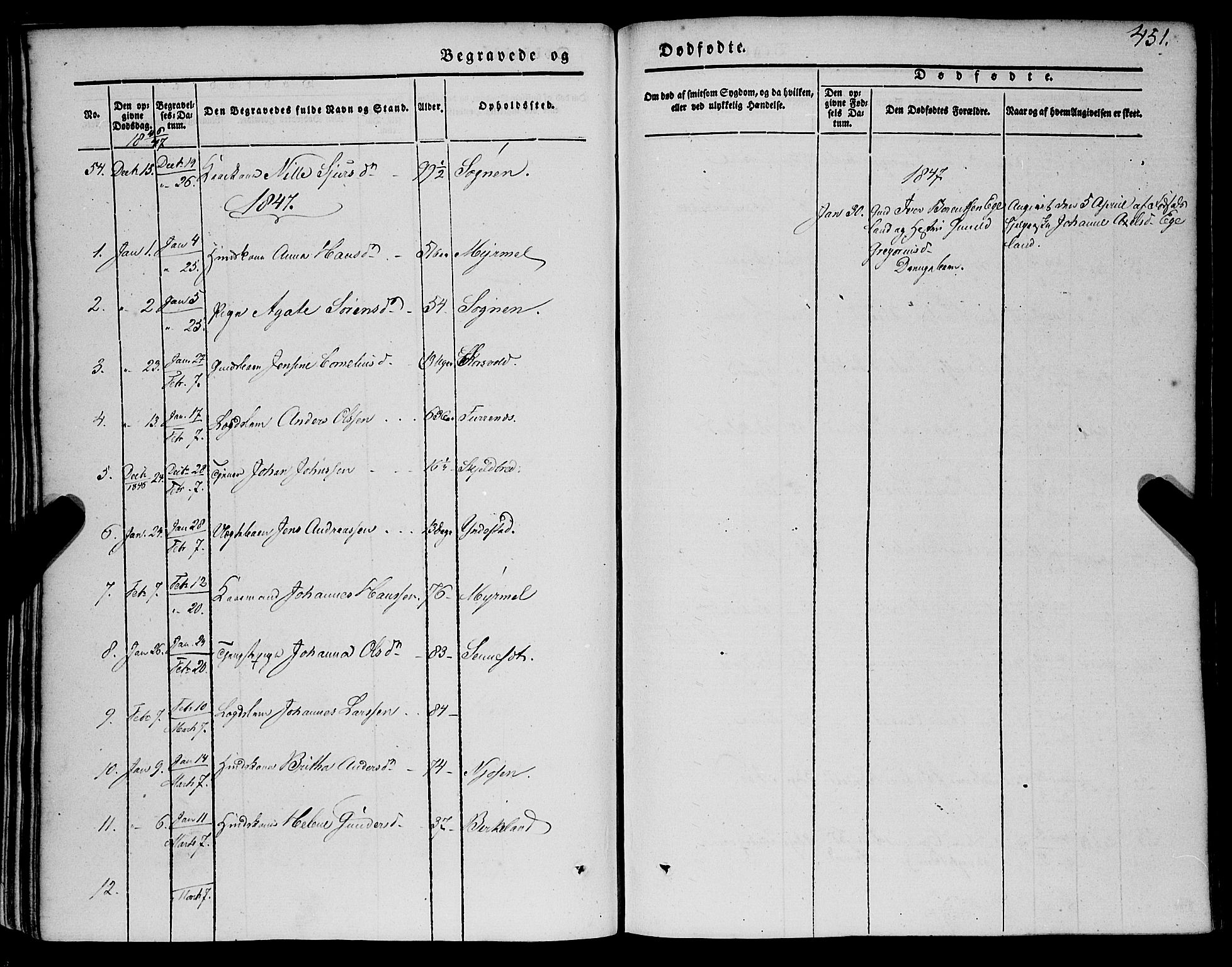 Gaular sokneprestembete, SAB/A-80001/H/Haa: Parish register (official) no. A 4II, 1841-1859, p. 451