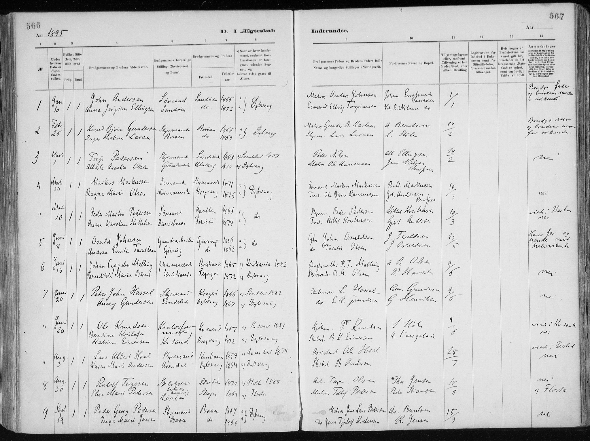 Dypvåg sokneprestkontor, SAK/1111-0007/F/Fa/Faa/L0008: Parish register (official) no. A 8, 1885-1906, p. 566-567