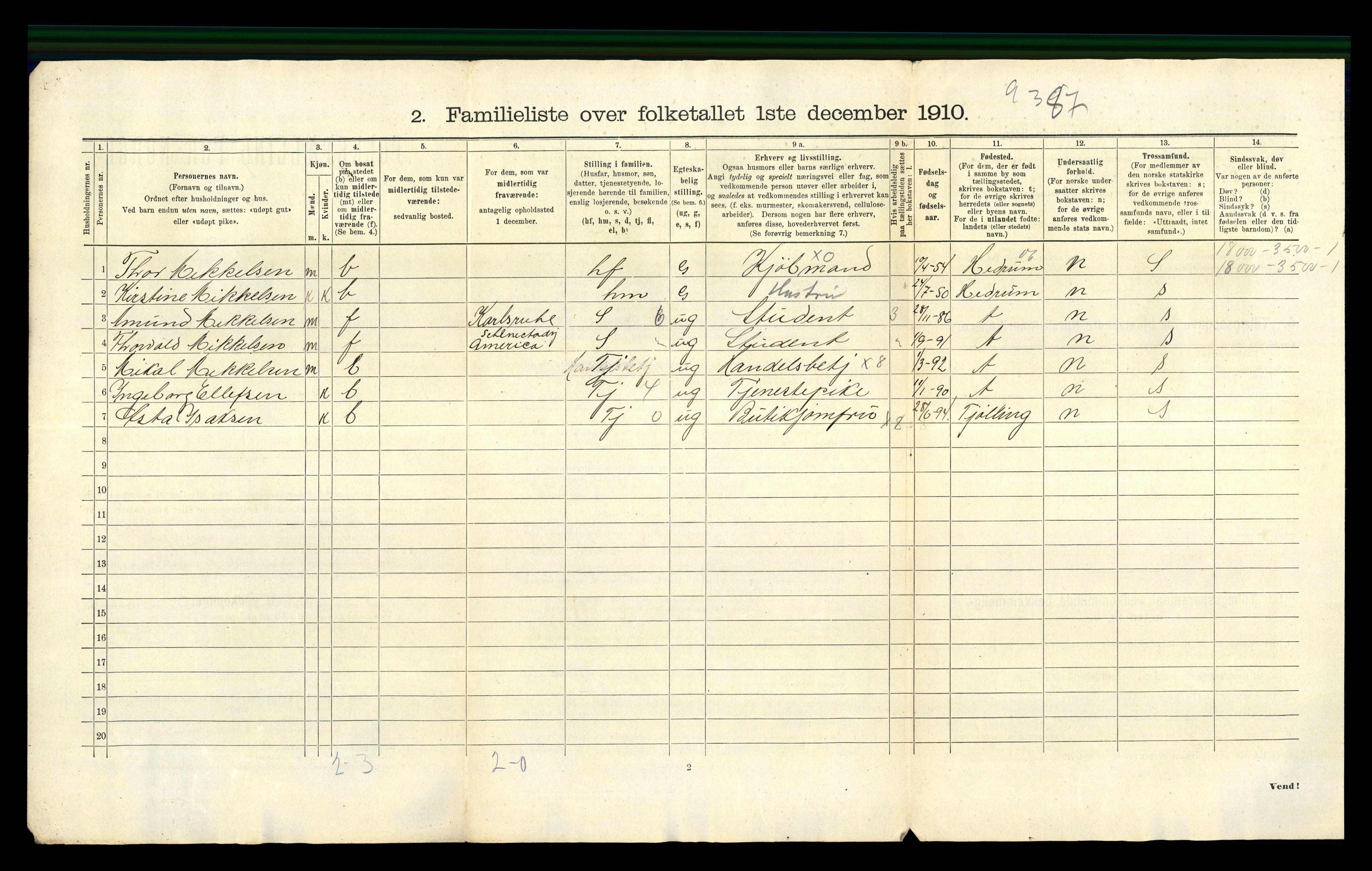 RA, 1910 census for Larvik, 1910, p. 4772