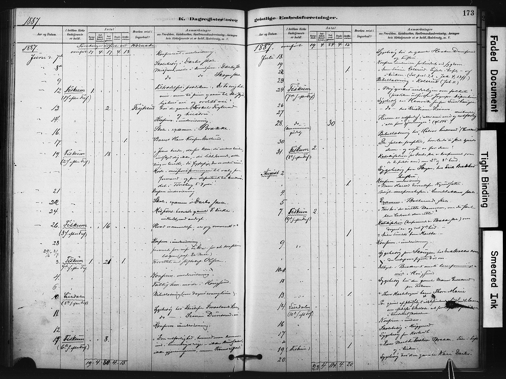 Fiskum kirkebøker, AV/SAKO-A-15/F/Fa/L0002: Parish register (official) no. 2, 1878-1890, p. 173