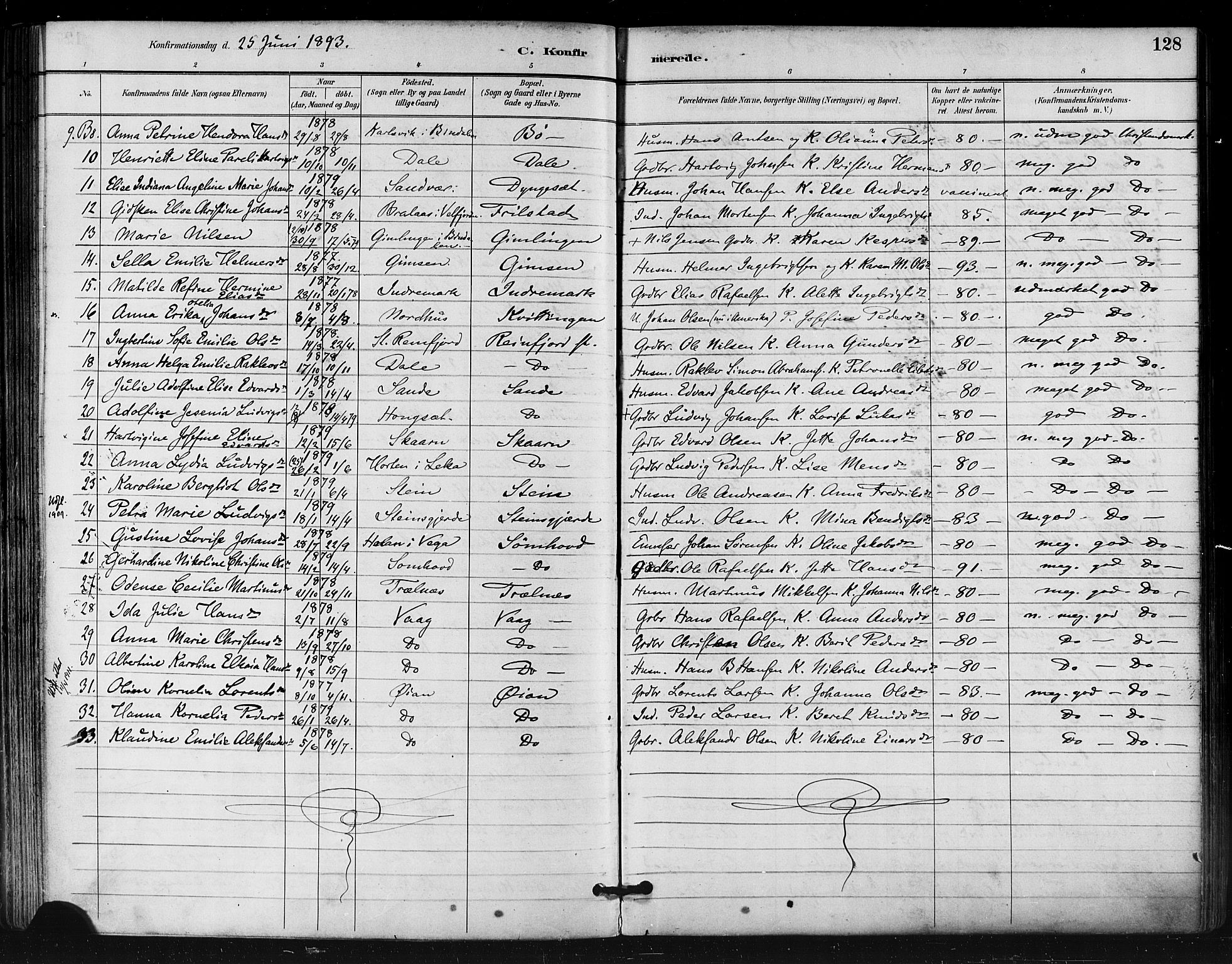 Ministerialprotokoller, klokkerbøker og fødselsregistre - Nordland, AV/SAT-A-1459/812/L0178: Parish register (official) no. 812A07, 1886-1900, p. 128