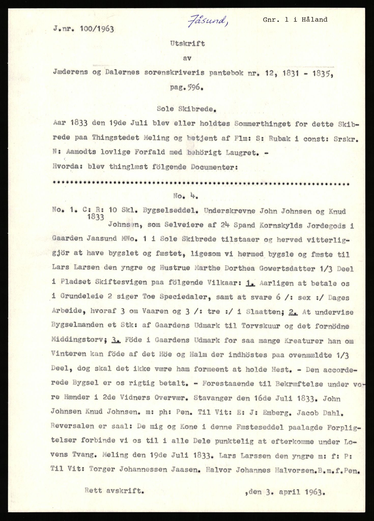 Statsarkivet i Stavanger, SAST/A-101971/03/Y/Yj/L0045: Avskrifter sortert etter gårdsnavn: Jørmeland - Jåtten, 1750-1930, p. 282