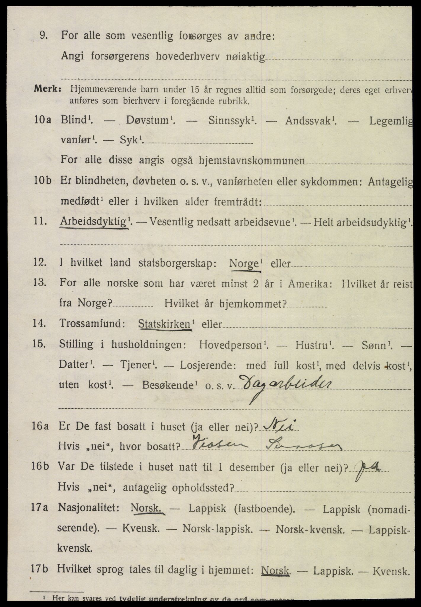 SAT, 1920 census for Snåsa, 1920, p. 2571