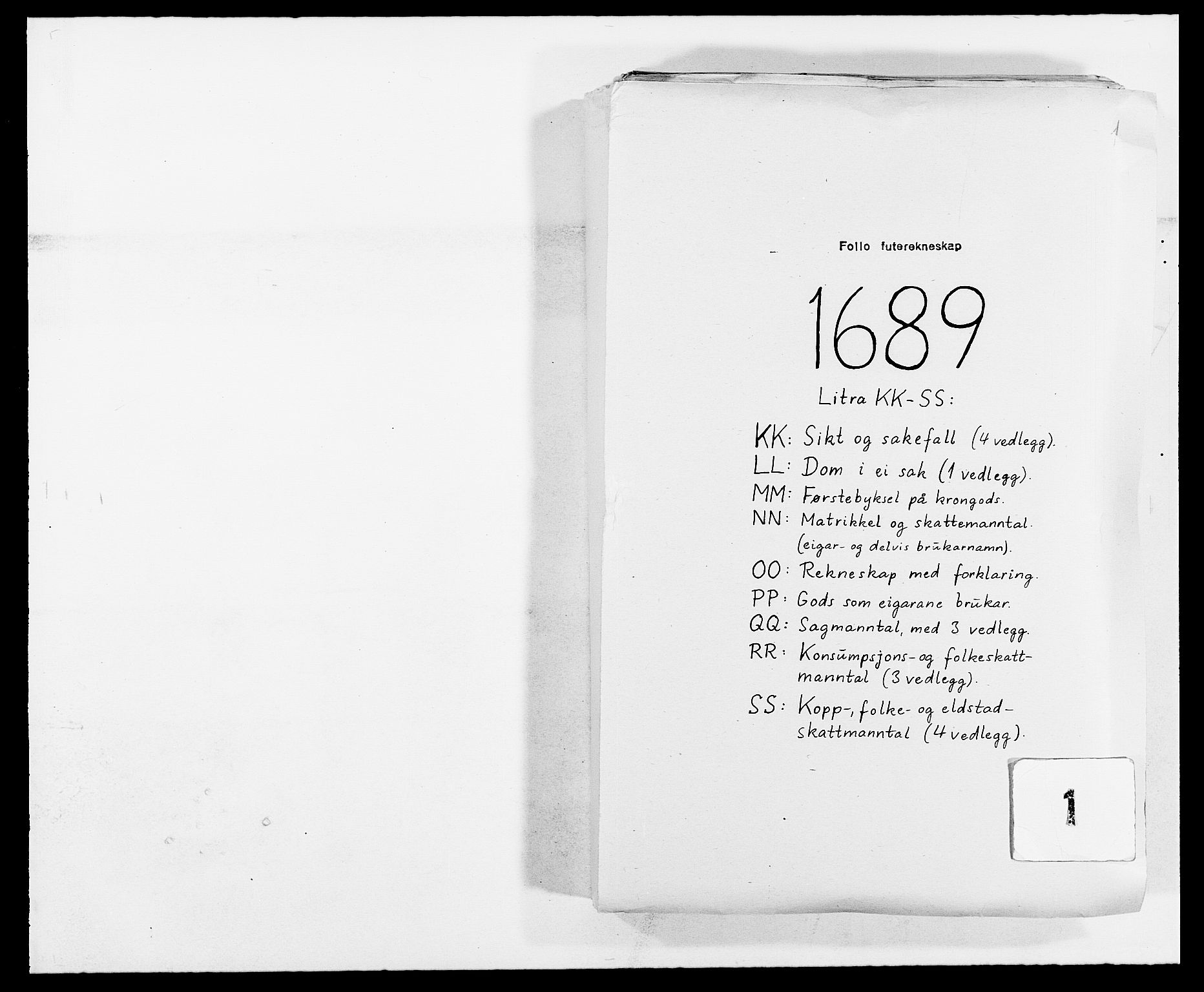 Rentekammeret inntil 1814, Reviderte regnskaper, Fogderegnskap, AV/RA-EA-4092/R09/L0435: Fogderegnskap Follo, 1689-1691, p. 1