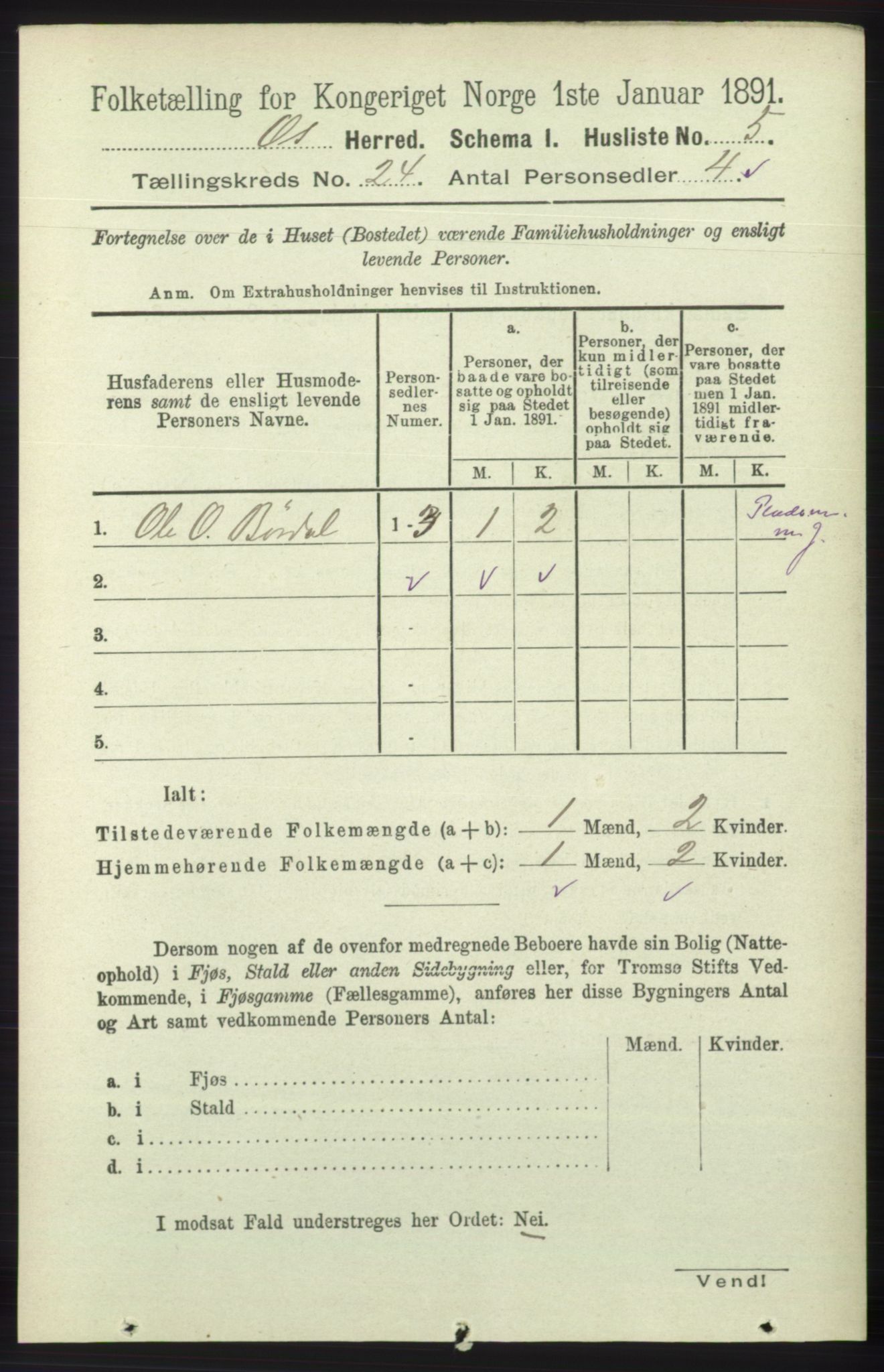 RA, 1891 census for 1243 Os, 1891, p. 5192