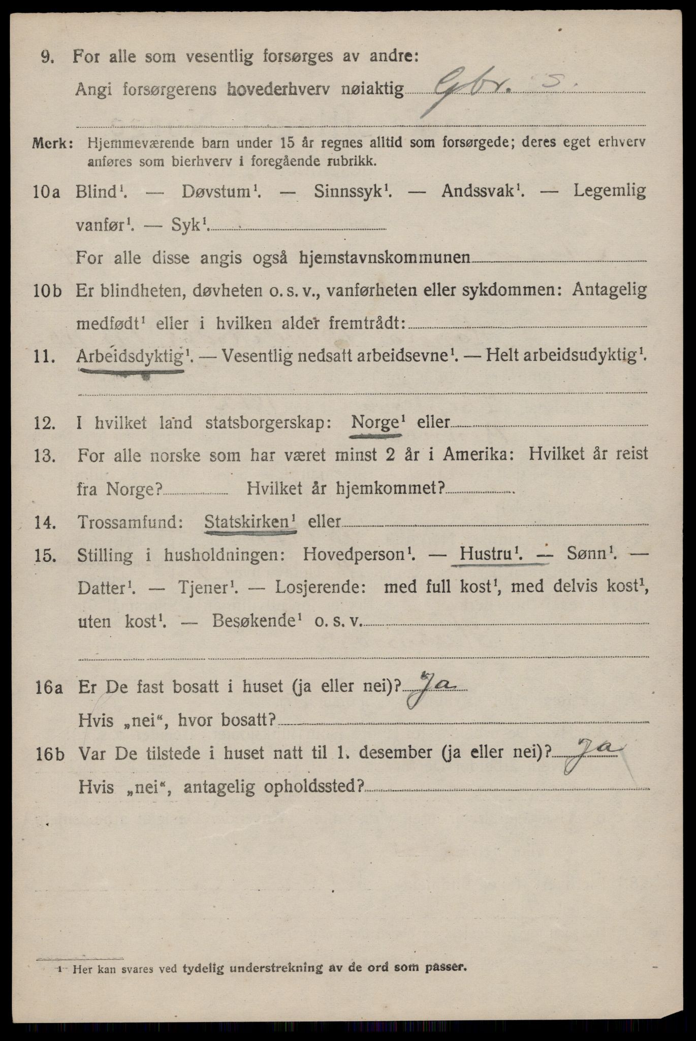SAST, 1920 census for Stangaland, 1920, p. 2844