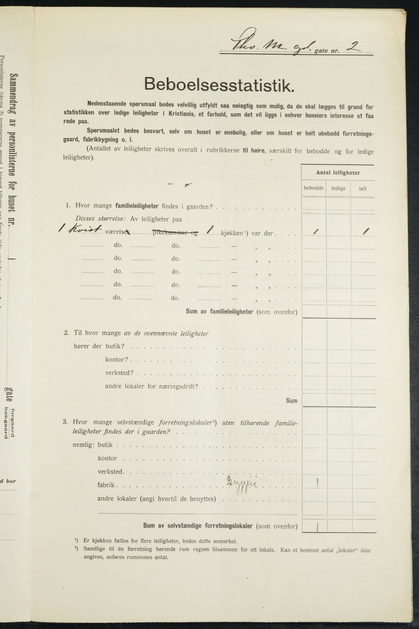 OBA, Municipal Census 1913 for Kristiania, 1913, p. 109543