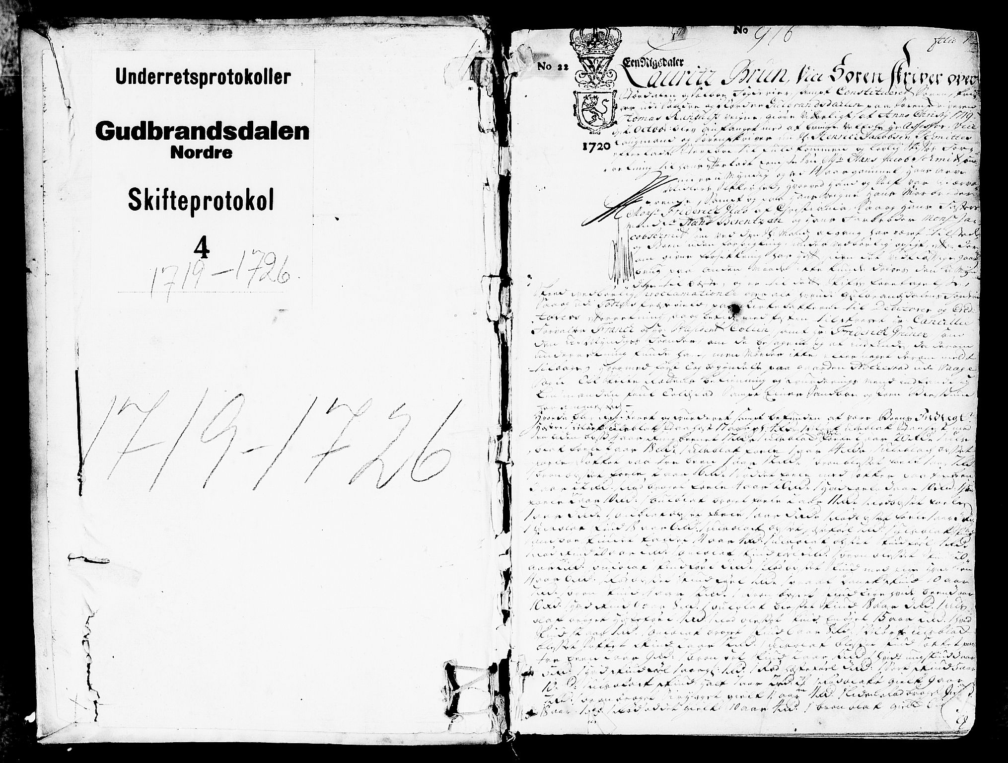 Sorenskriverier i Gudbrandsdalen, SAH/TING-036/J/Ja/Jaa/L0004: Skifteprotokoll - Nord-Gudbrandsdal, 1719-1726, p. 0b-1a