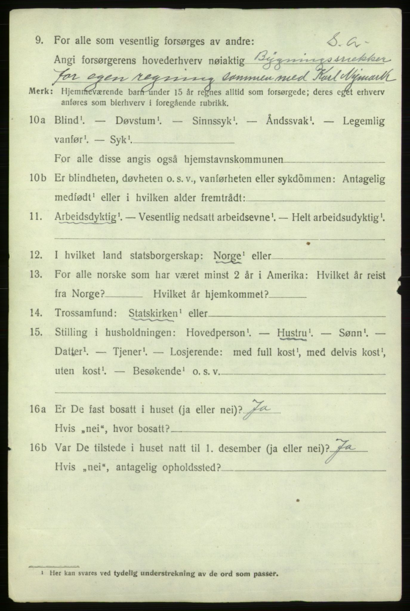 SAB, 1920 census for Ølen, 1920, p. 3398