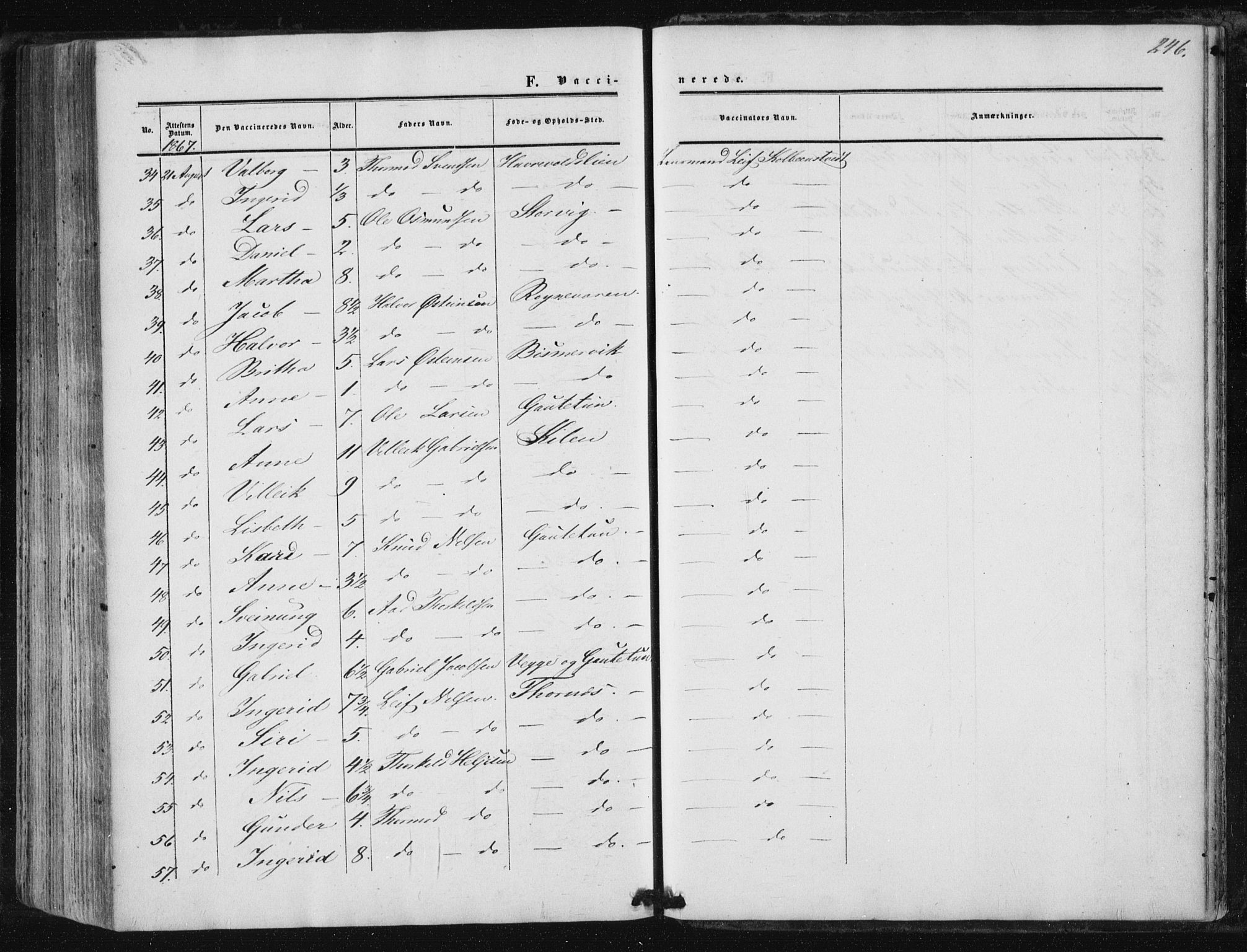 Suldal sokneprestkontor, AV/SAST-A-101845/01/IV/L0009: Parish register (official) no. A 9, 1854-1868, p. 246