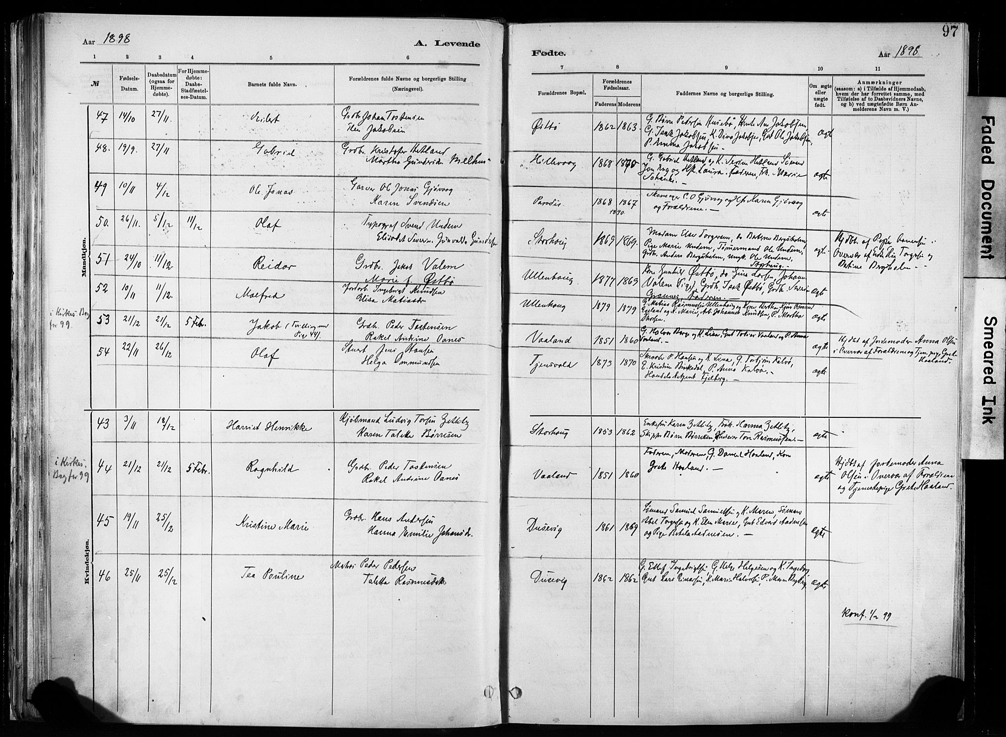 Hetland sokneprestkontor, SAST/A-101826/30/30BA/L0011: Parish register (official) no. A 11, 1884-1911, p. 97