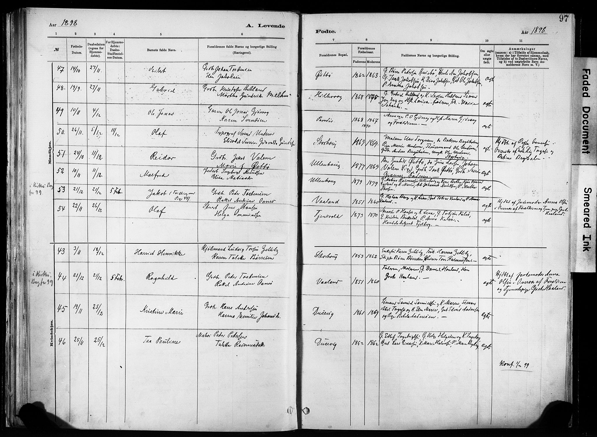 Hetland sokneprestkontor, AV/SAST-A-101826/30/30BA/L0011: Parish register (official) no. A 11, 1884-1911, p. 97