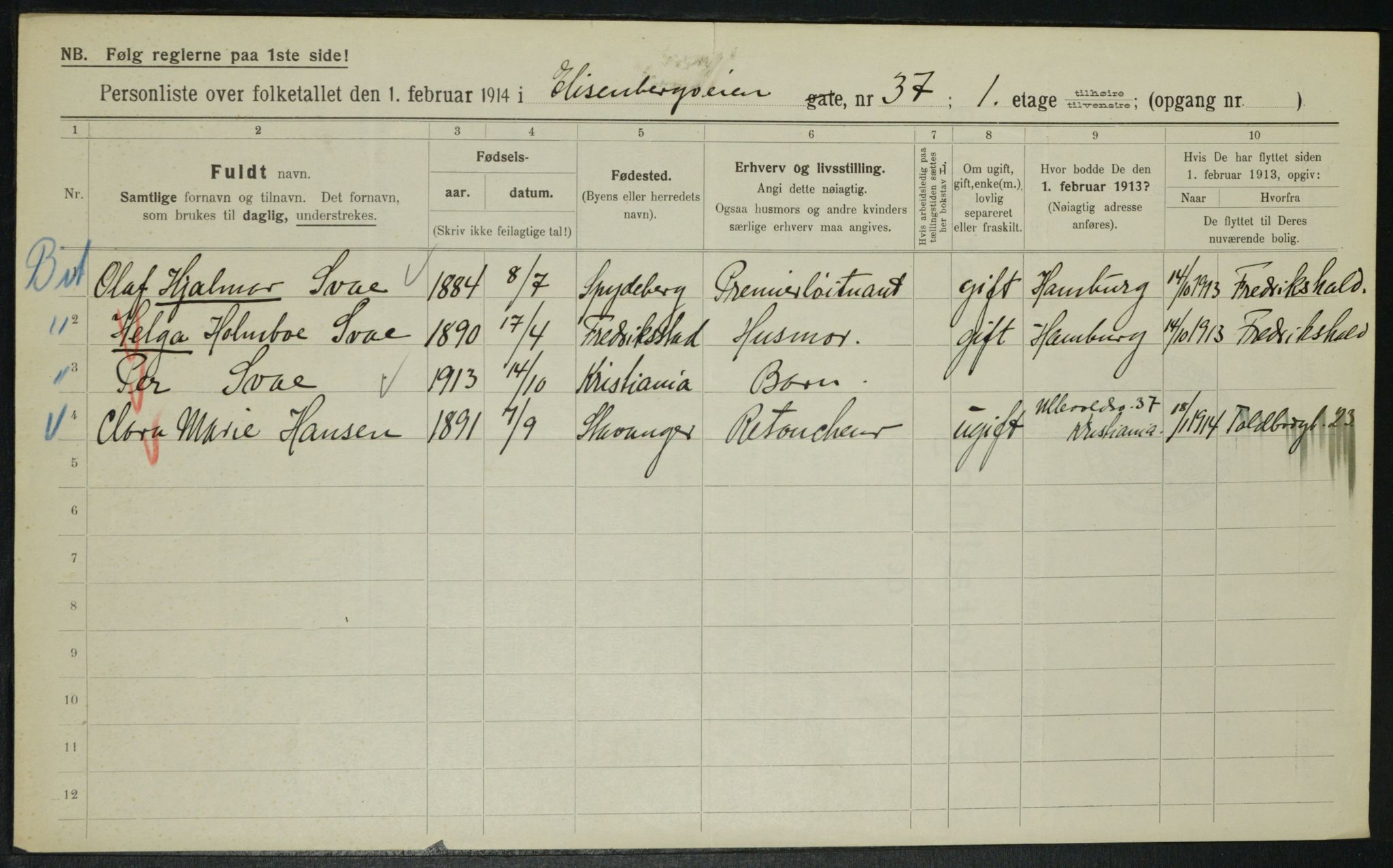 OBA, Municipal Census 1914 for Kristiania, 1914, p. 21032