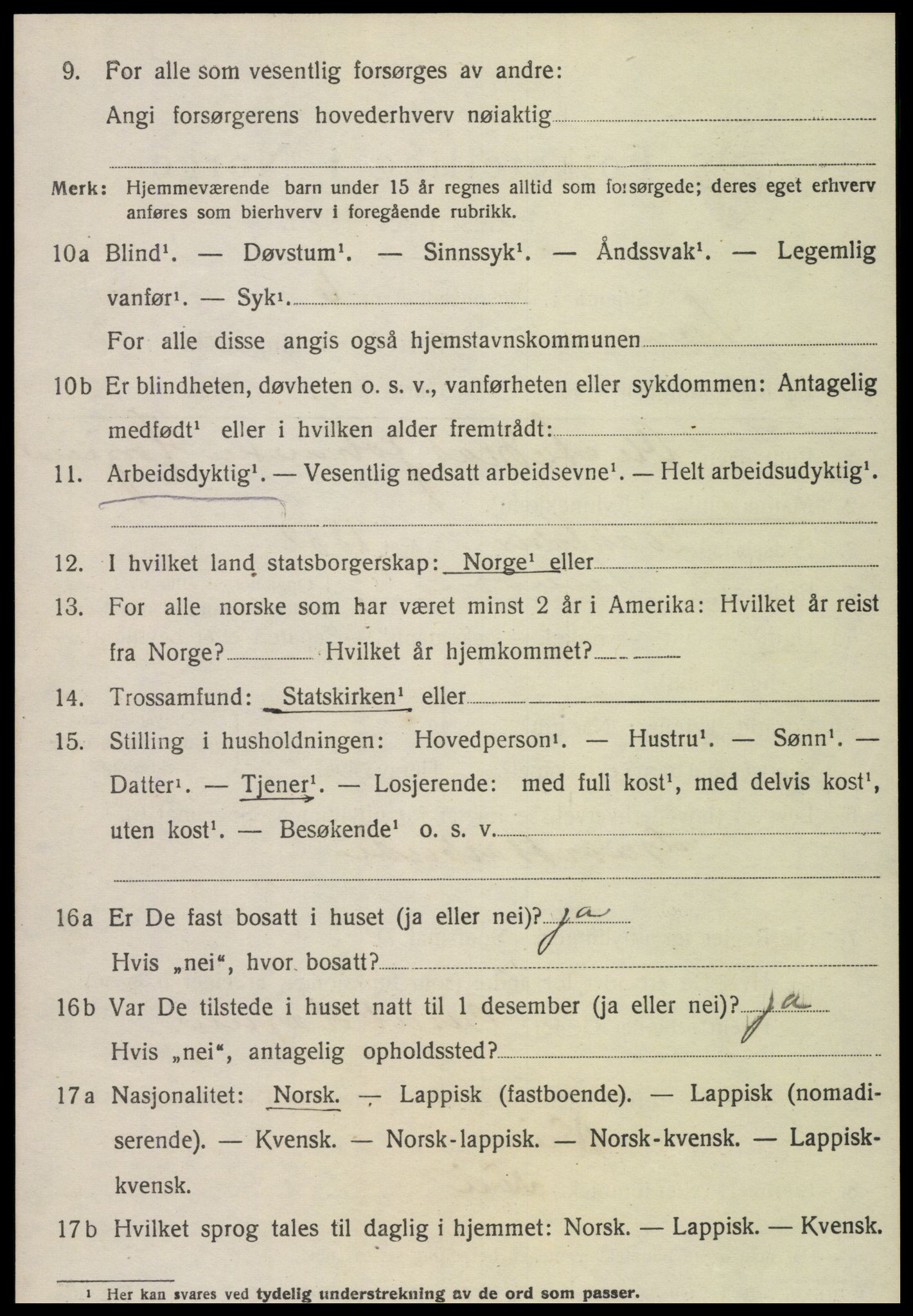 SAT, 1920 census for Snåsa, 1920, p. 1543