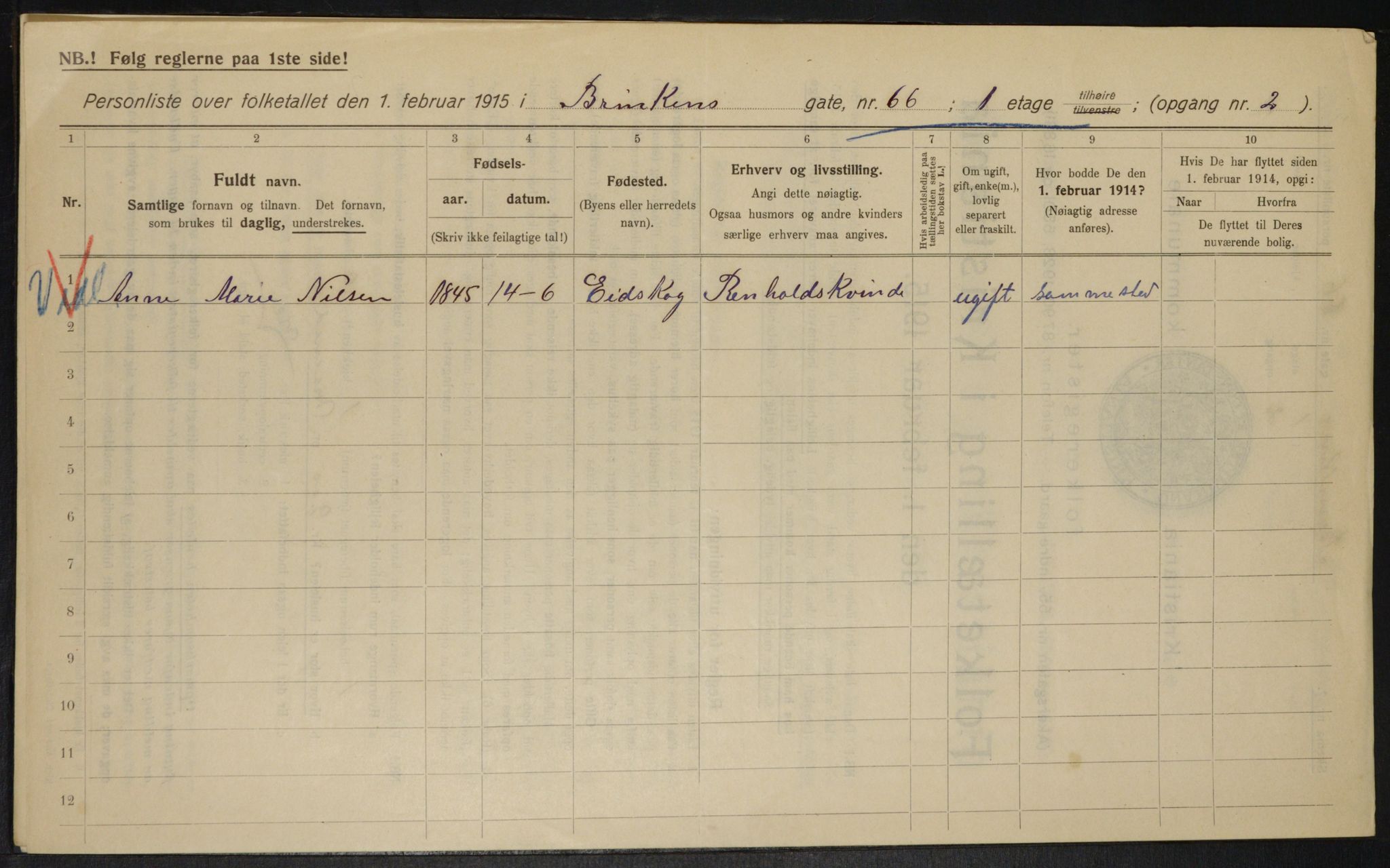 OBA, Municipal Census 1915 for Kristiania, 1915, p. 9069