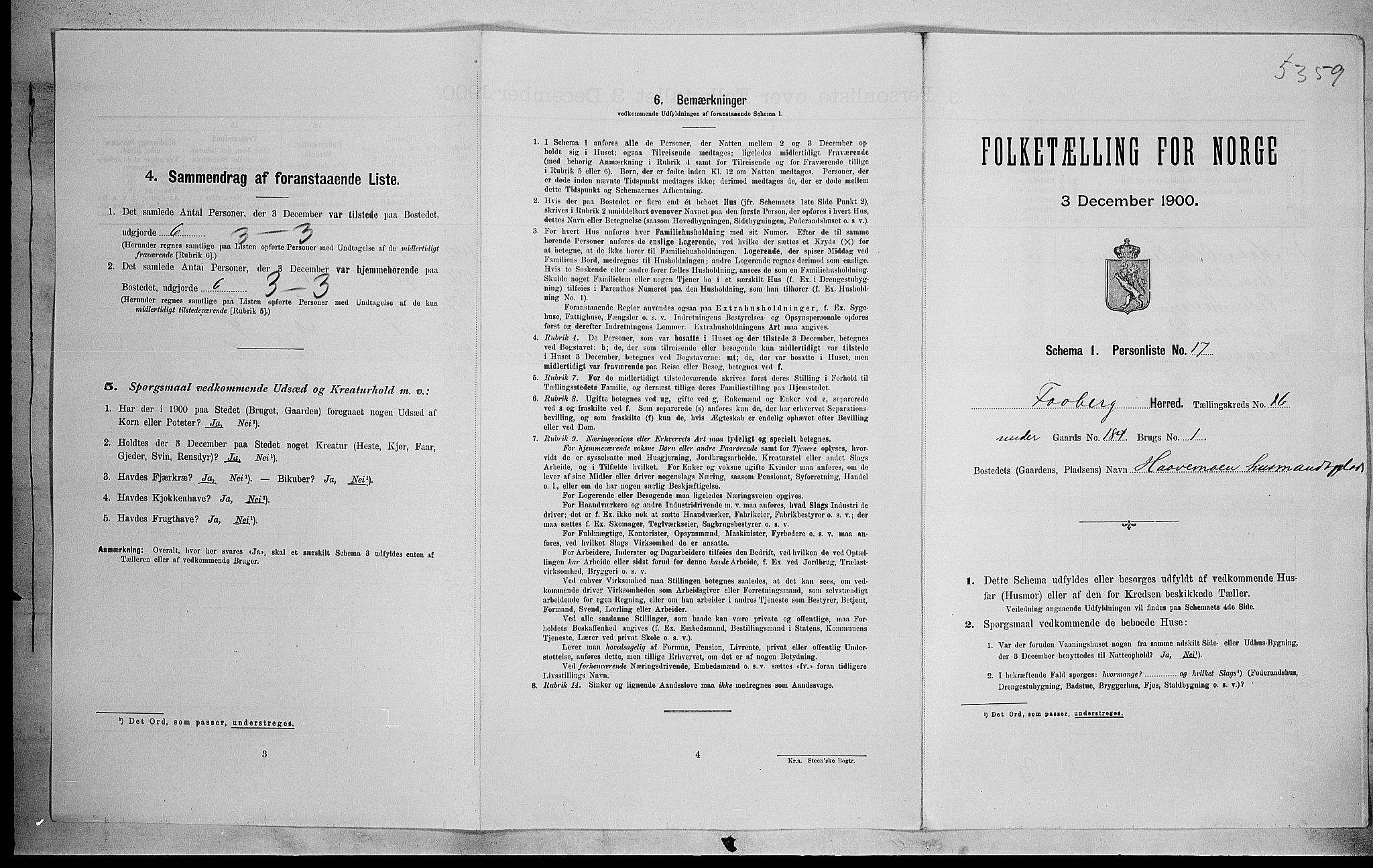 SAH, 1900 census for Fåberg, 1900, p. 1729