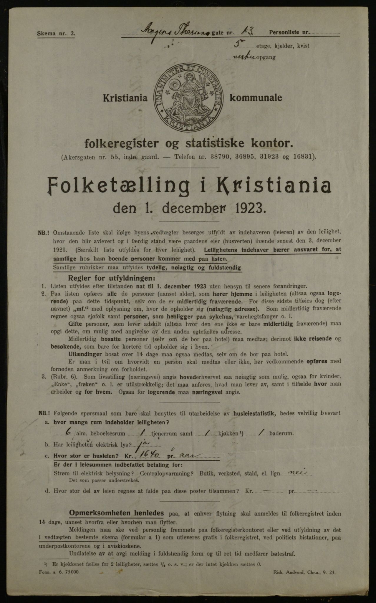 OBA, Municipal Census 1923 for Kristiania, 1923, p. 72617