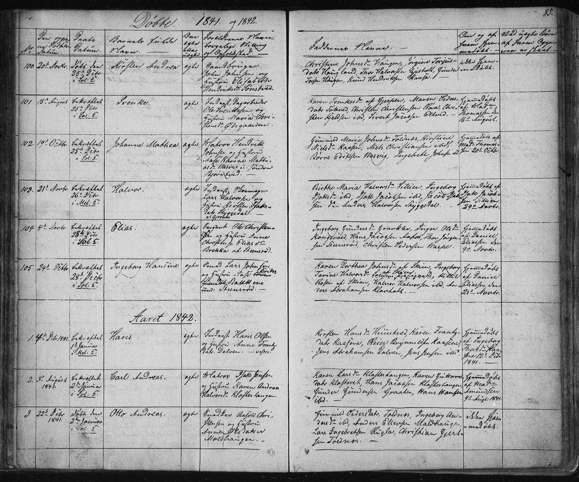Solum kirkebøker, SAKO/A-306/F/Fa/L0005: Parish register (official) no. I 5, 1833-1843, p. 85