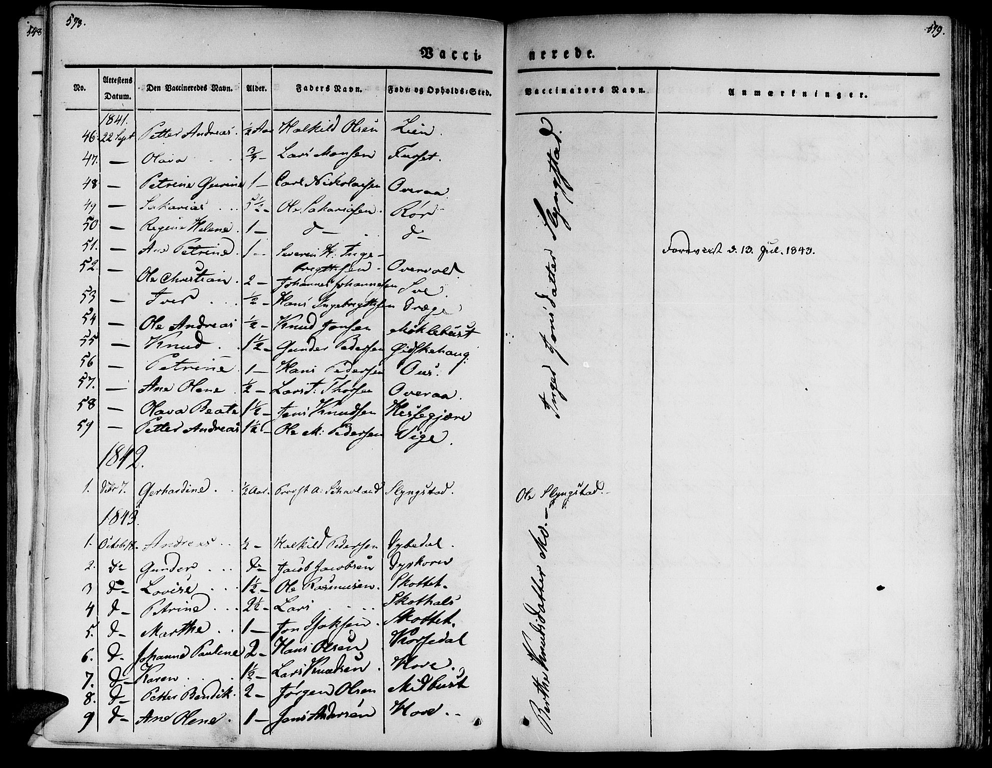 Ministerialprotokoller, klokkerbøker og fødselsregistre - Møre og Romsdal, AV/SAT-A-1454/520/L0274: Parish register (official) no. 520A04, 1827-1864, p. 578-579