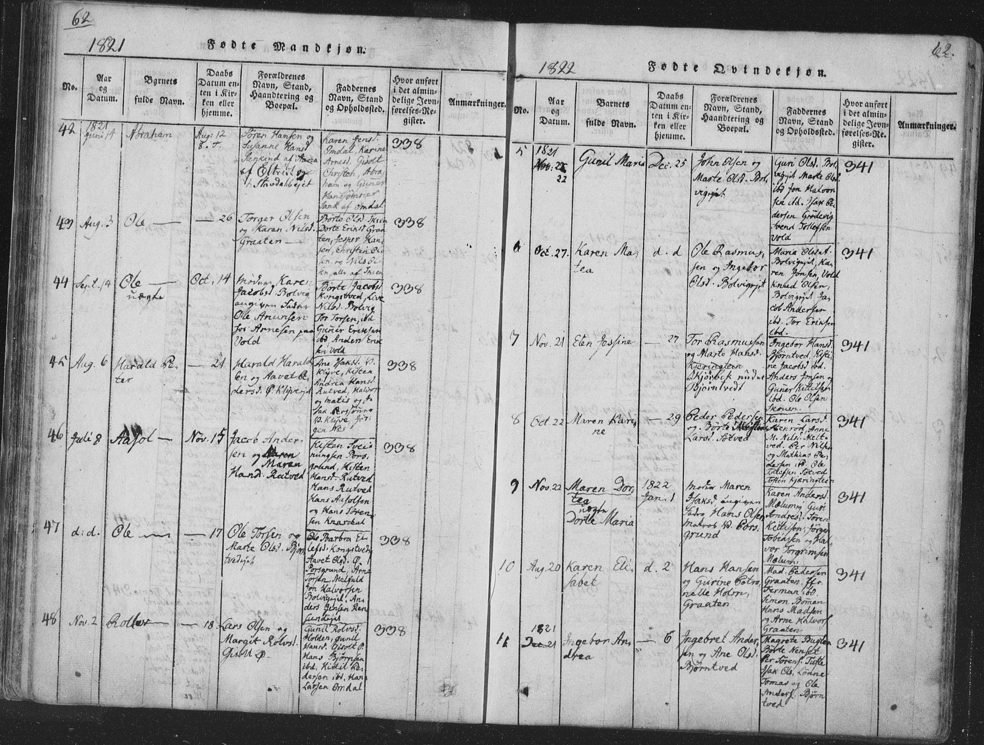 Solum kirkebøker, SAKO/A-306/F/Fa/L0004: Parish register (official) no. I 4, 1814-1833, p. 62