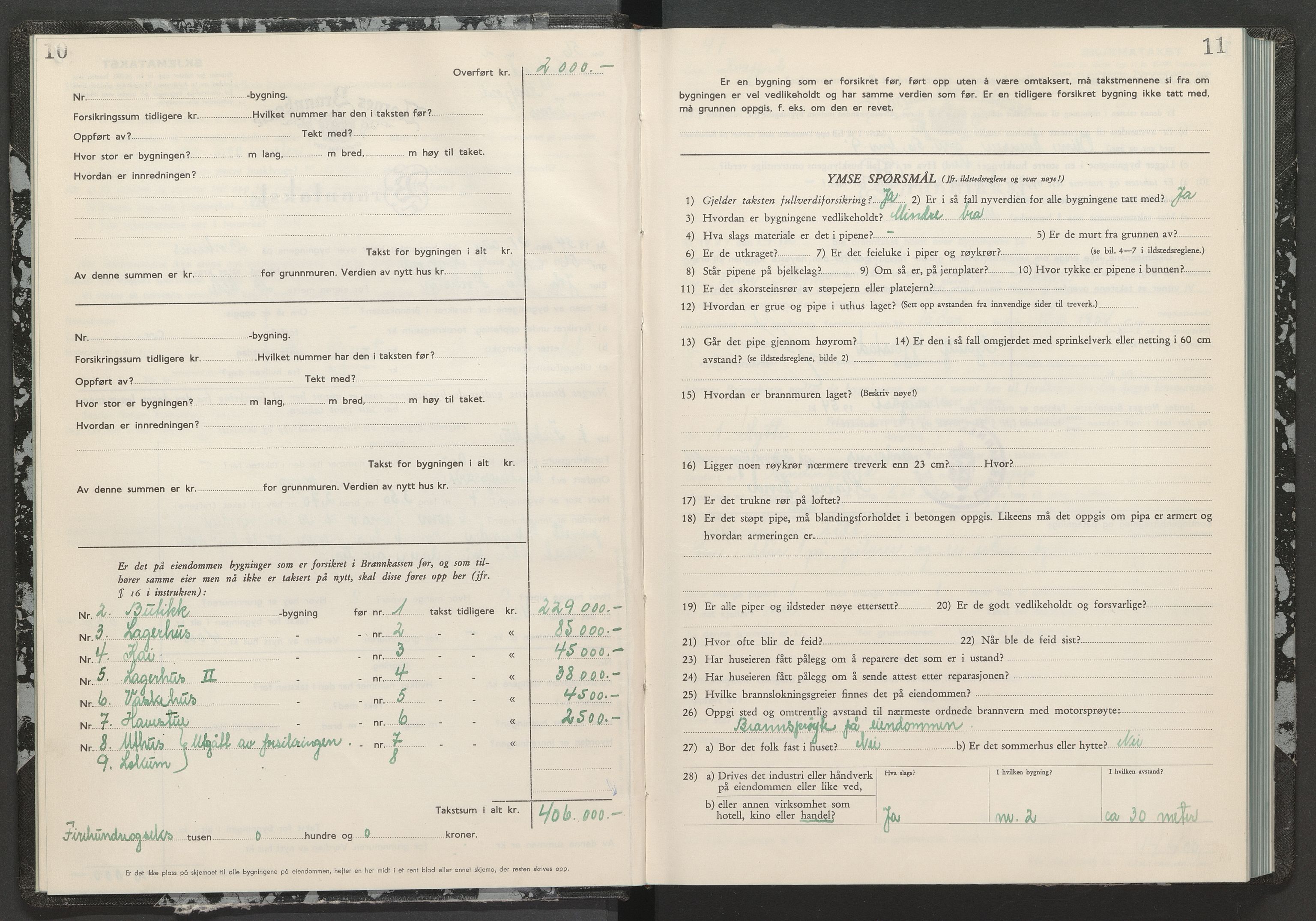 Kvæfjord lensmannskontor, AV/SATØ-SATO-112/F/Fp/Fpa/L0115: Branntakstprotokoll, 1954-1955