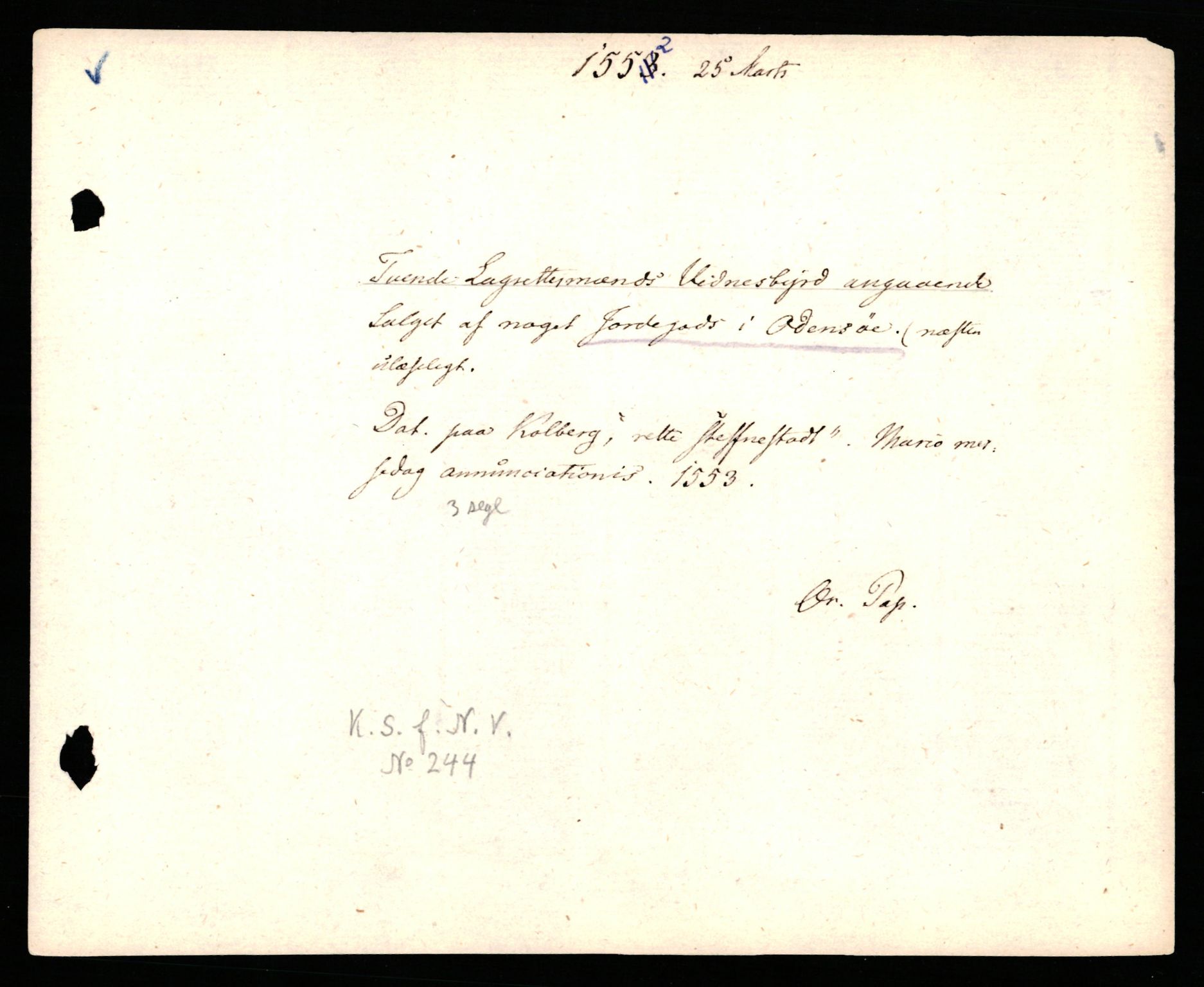 Riksarkivets diplomsamling, AV/RA-EA-5965/F35/F35b/L0001: Riksarkivets diplomer, seddelregister, 1307-1566, p. 311