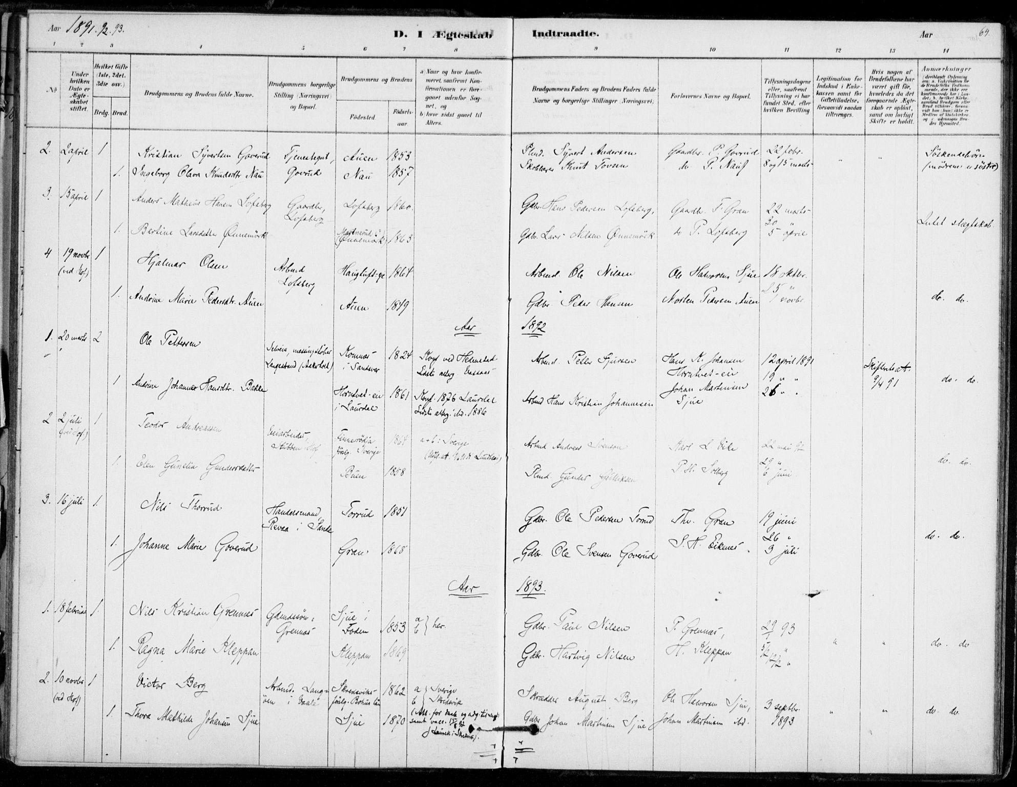 Hof kirkebøker, SAKO/A-64/F/Fb/L0001: Parish register (official) no. II 1, 1878-1907, p. 64