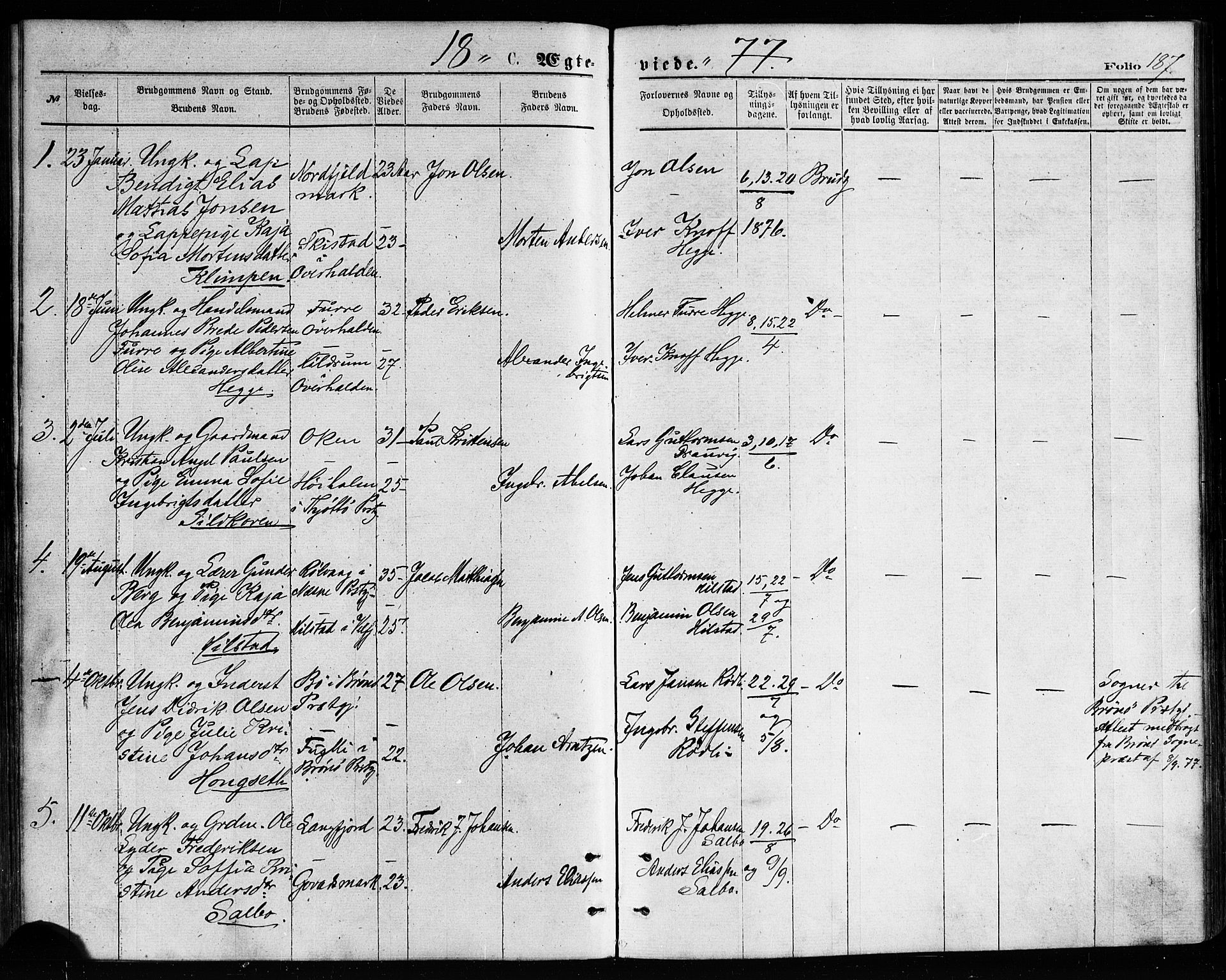 Ministerialprotokoller, klokkerbøker og fødselsregistre - Nordland, AV/SAT-A-1459/814/L0225: Parish register (official) no. 814A06, 1875-1885, p. 187