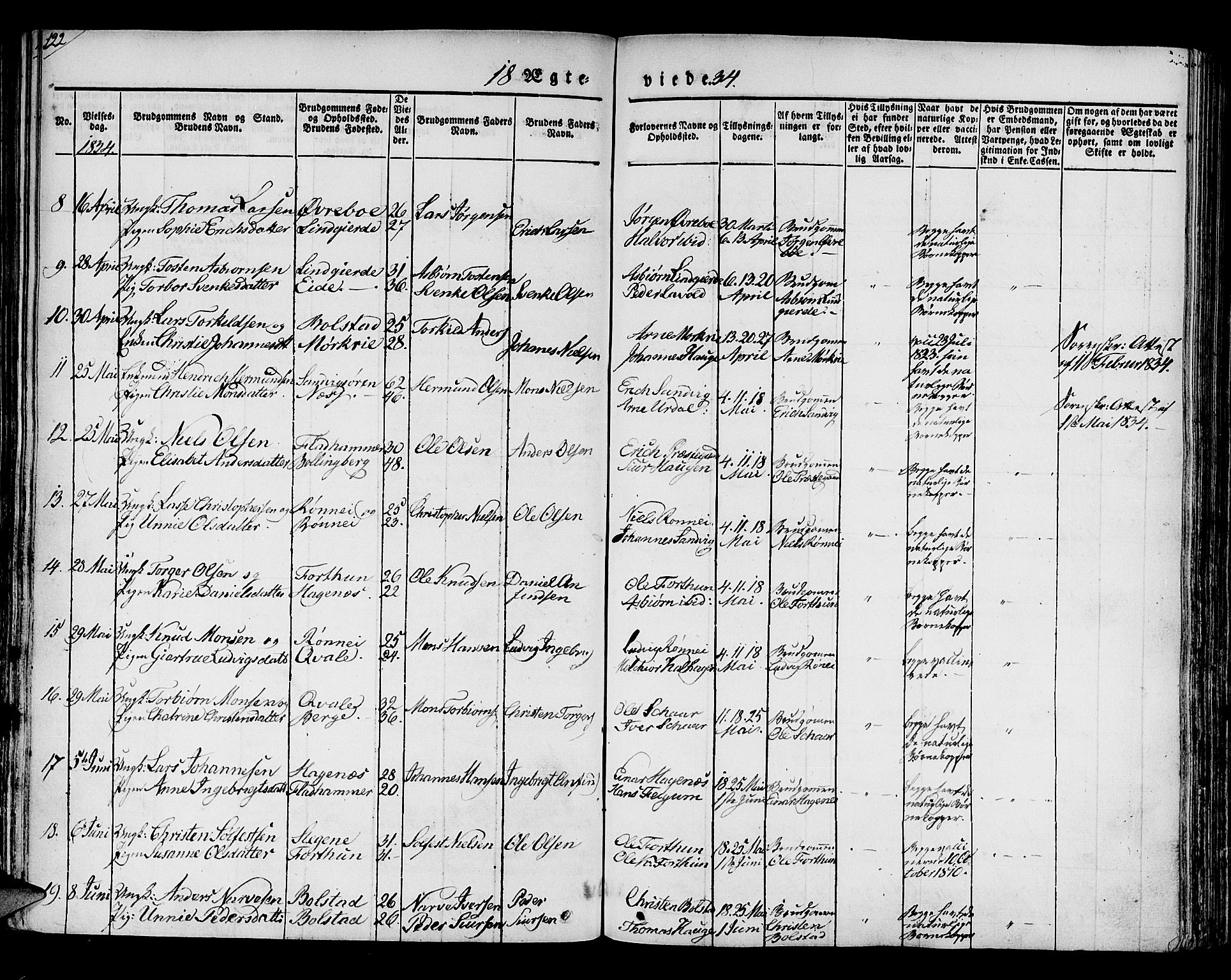 Luster sokneprestembete, AV/SAB-A-81101/H/Haa/Haaa/L0005: Parish register (official) no. A 5, 1831-1841, p. 122