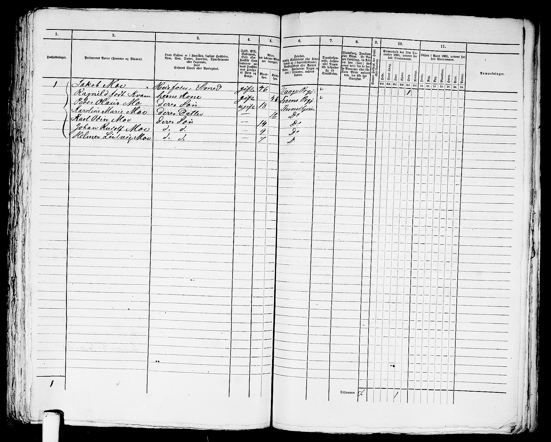 RA, 1865 census for Trondheim, 1865, p. 2449