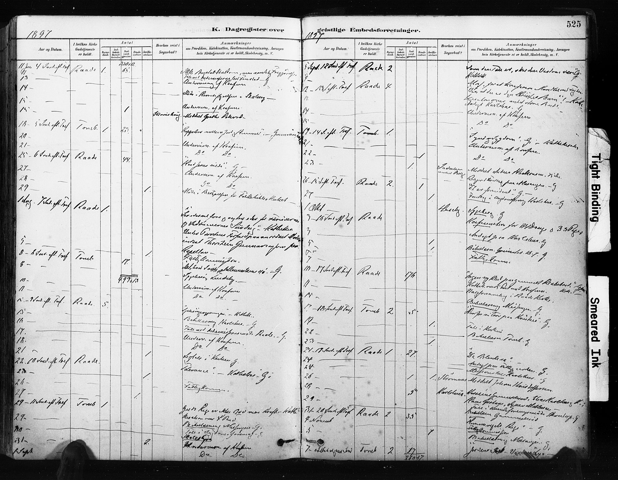 Råde prestekontor kirkebøker, AV/SAO-A-2009/F/Fa/L0007: Parish register (official) no. 7, 1878-1902, p. 525