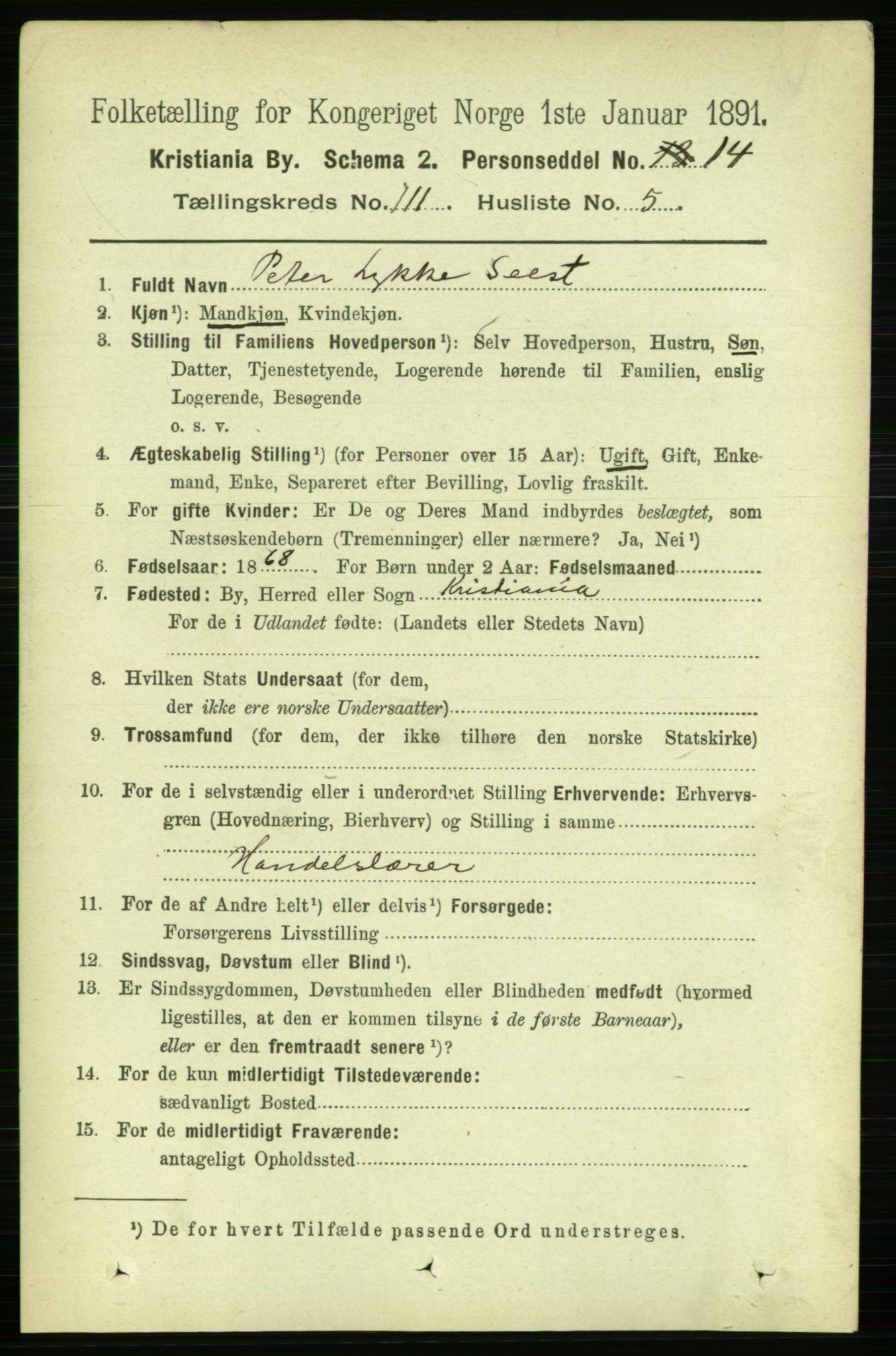 RA, 1891 census for 0301 Kristiania, 1891, p. 58077