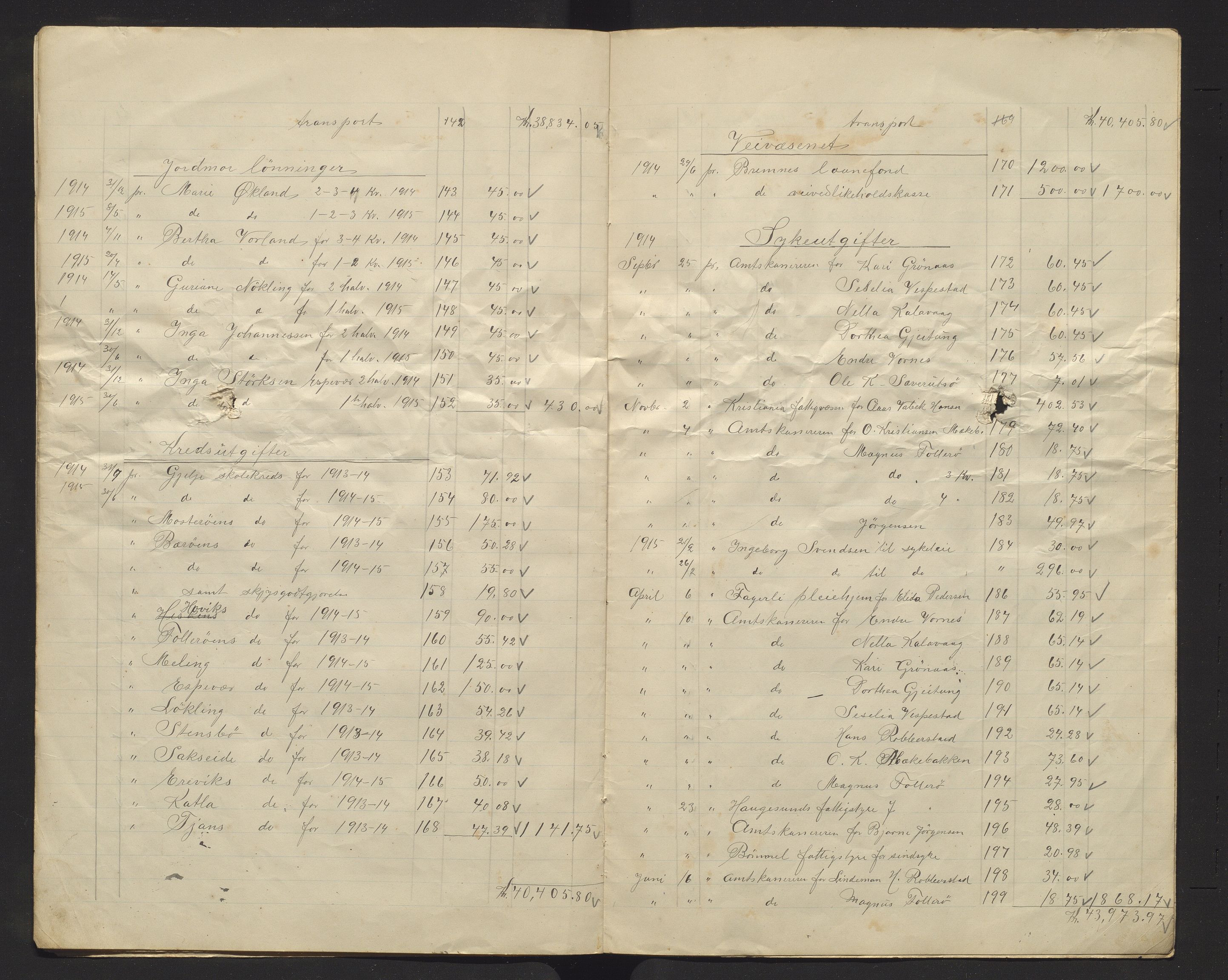 Finnaas kommune. Heradskassen, IKAH/1218a-121/R/Ra/Raa/L0001/0005: Årsrekneskap / Årsrekneskap , 1914-1915