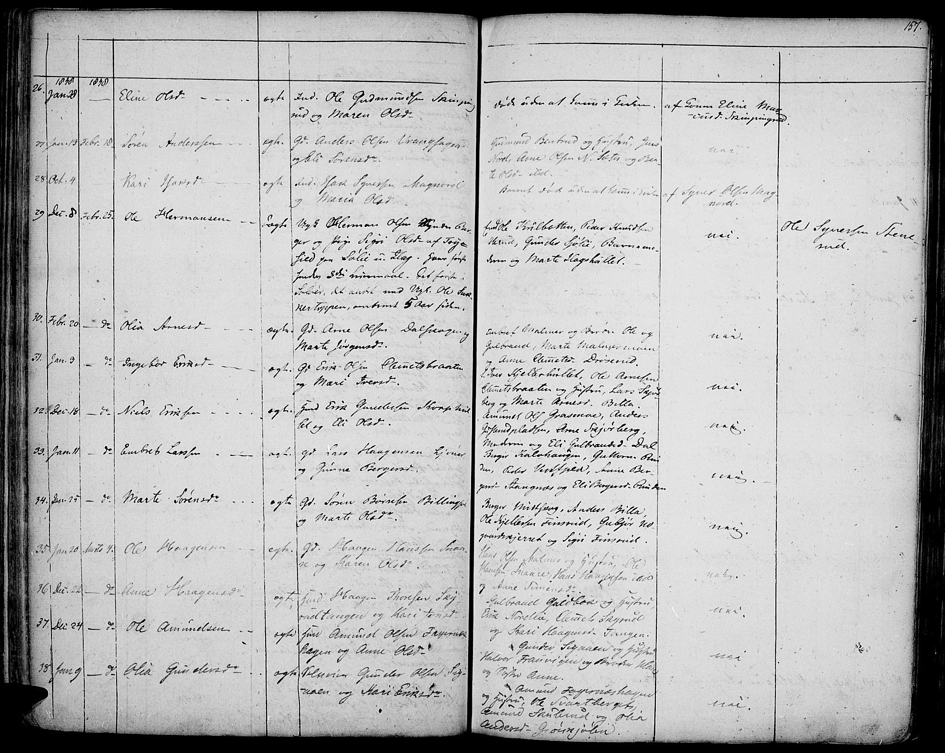 Vinger prestekontor, AV/SAH-PREST-024/H/Ha/Haa/L0007: Parish register (official) no. 7, 1826-1839, p. 157