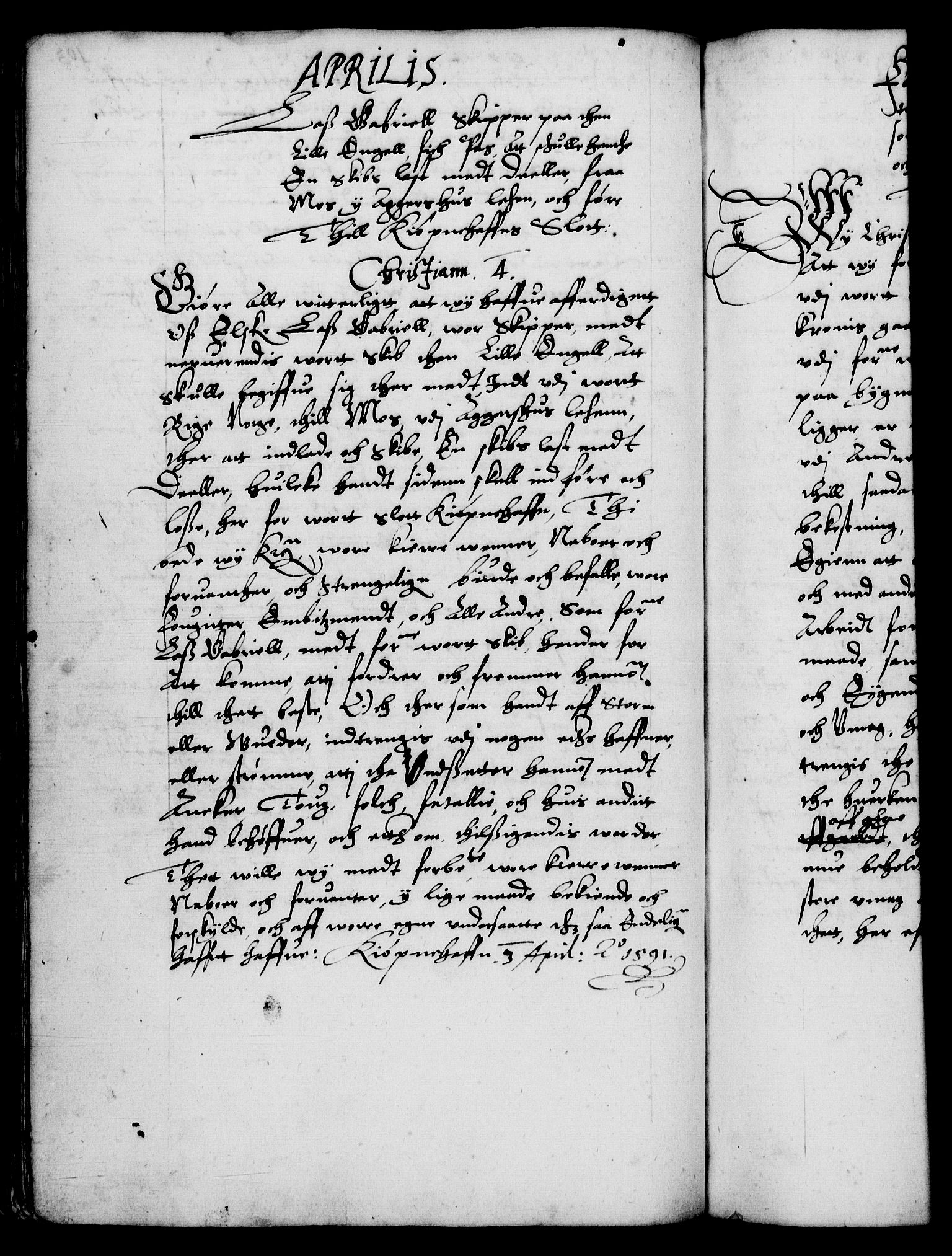 Danske Kanselli 1572-1799, RA/EA-3023/F/Fc/Fca/Fcaa/L0002: Norske registre (mikrofilm), 1588-1596, p. 103b
