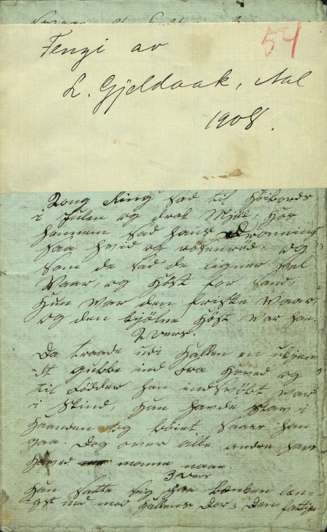 Rikard Berge, TEMU/TGM-A-1003/F/L0005/0031: 160-200 / 189 Delar av handskrivne bøker, 1908, p. 54