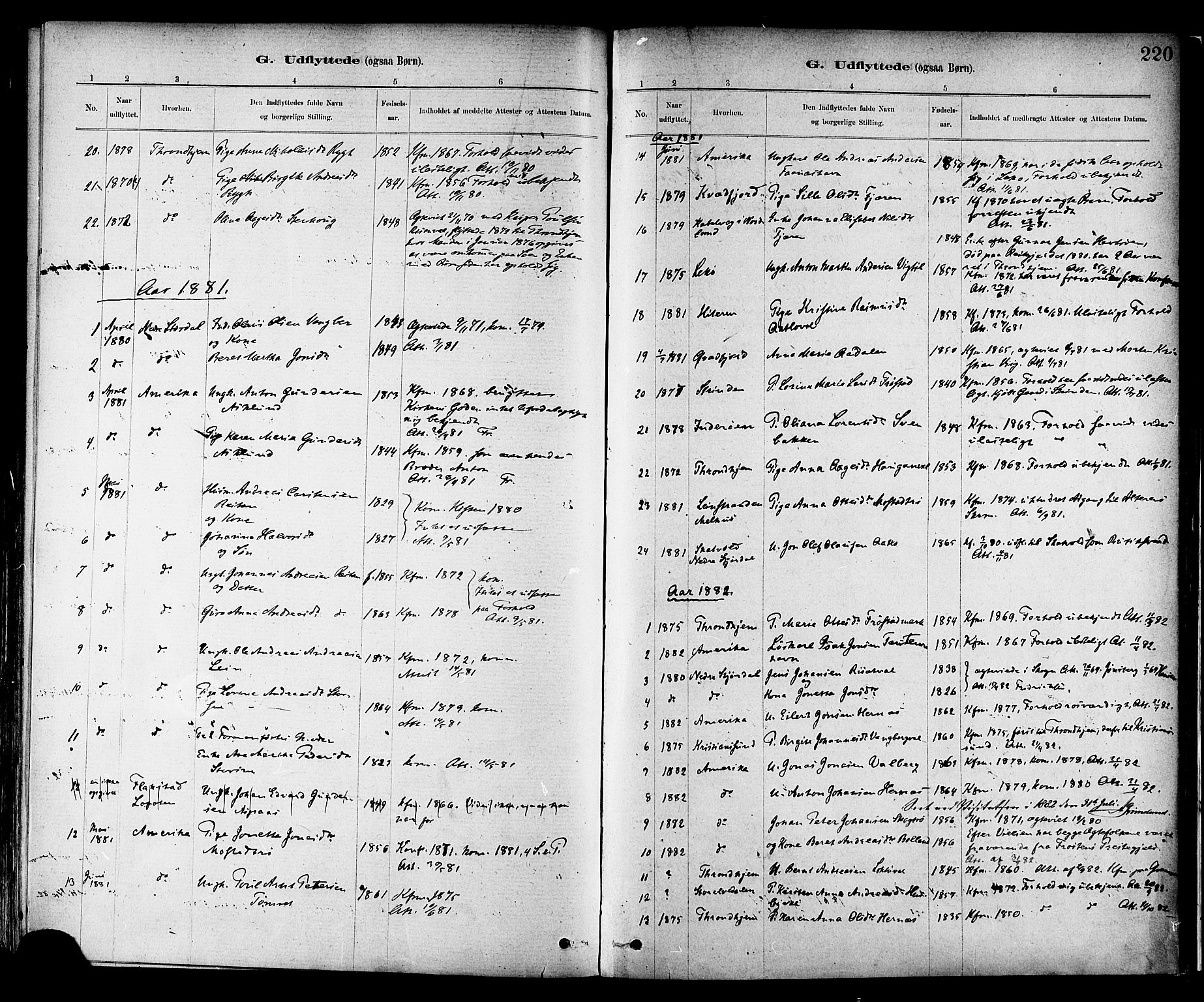 Ministerialprotokoller, klokkerbøker og fødselsregistre - Nord-Trøndelag, SAT/A-1458/713/L0120: Parish register (official) no. 713A09, 1878-1887, p. 220