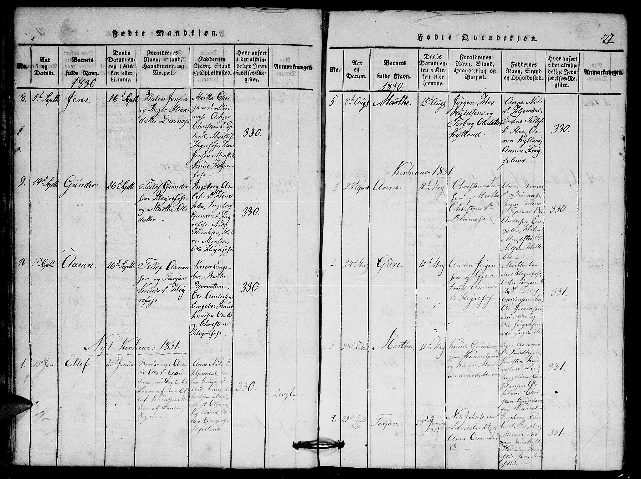 Herefoss sokneprestkontor, AV/SAK-1111-0019/F/Fa/Faa/L0001: Parish register (official) no. A 1, 1816-1860, p. 22