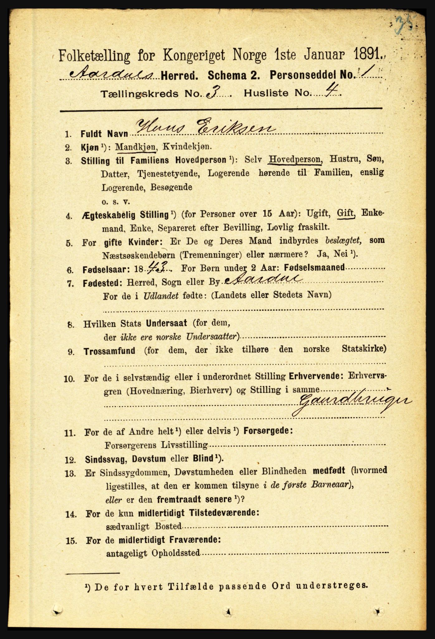 RA, 1891 census for 1424 Årdal, 1891, p. 407