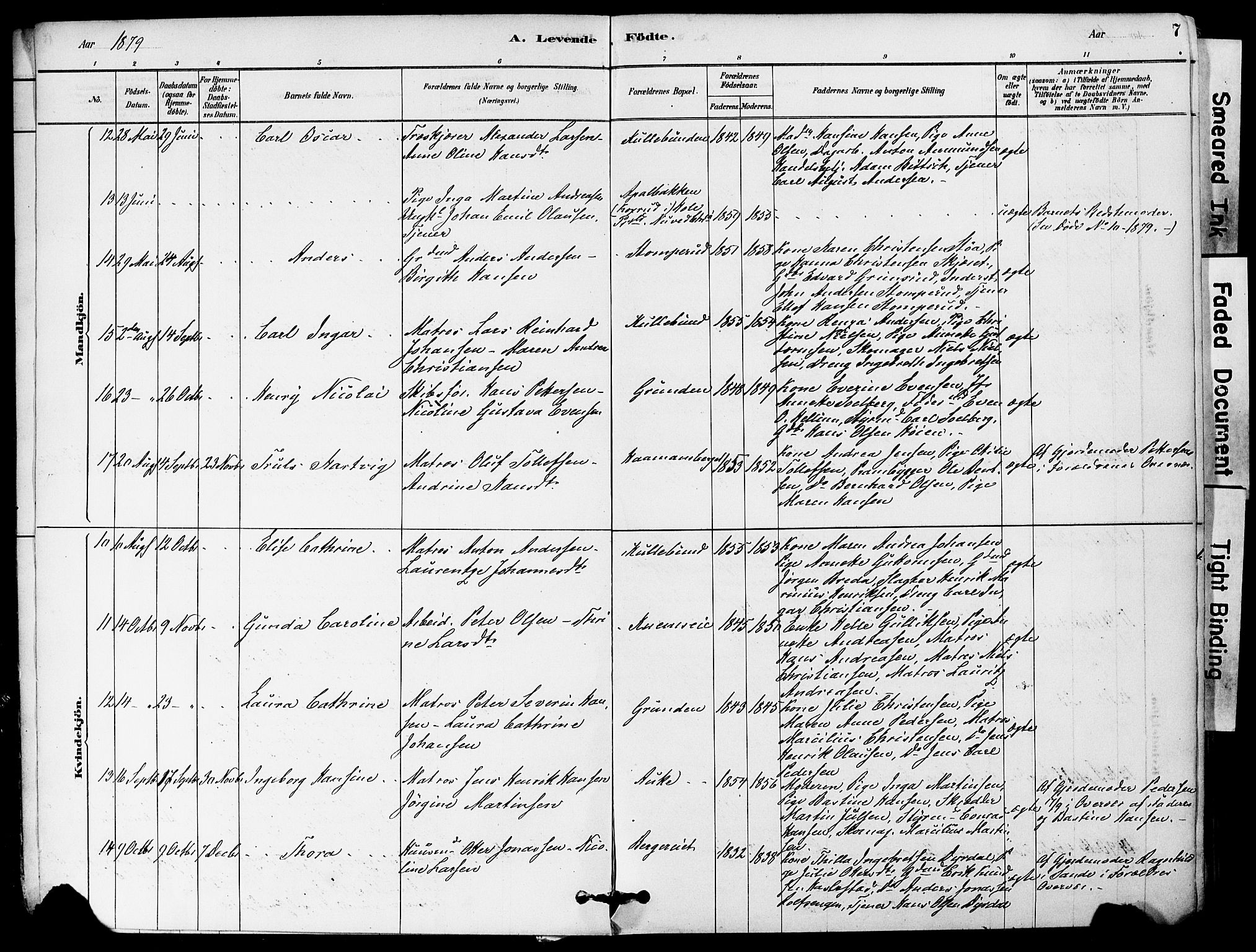 Strømm kirkebøker, AV/SAKO-A-322/F/Fa/L0004: Parish register (official) no. I 4, 1878-1899, p. 7