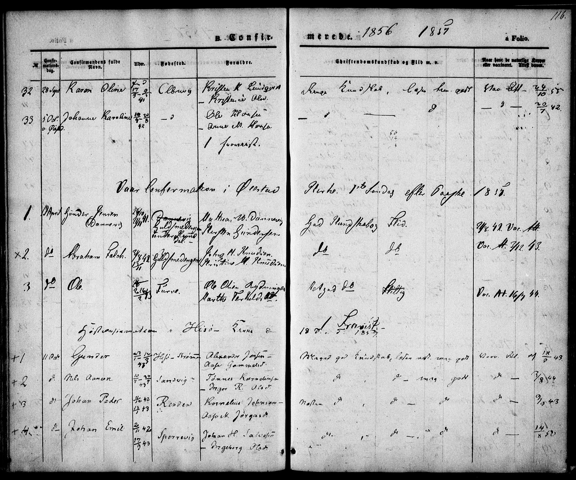 Hisøy sokneprestkontor, AV/SAK-1111-0020/F/Fa/L0001: Parish register (official) no. A 1, 1849-1871, p. 116