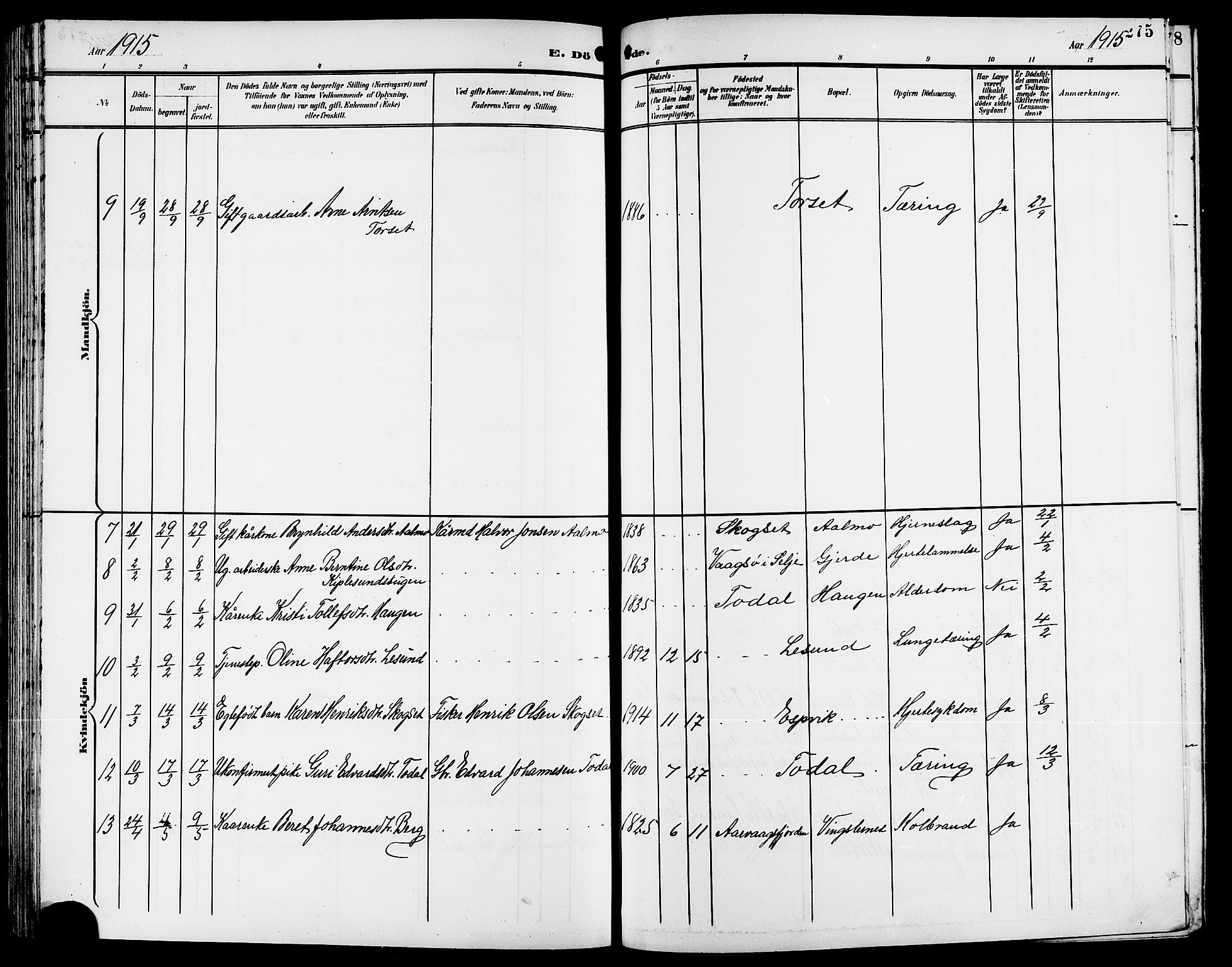 Ministerialprotokoller, klokkerbøker og fødselsregistre - Møre og Romsdal, AV/SAT-A-1454/578/L0910: Parish register (copy) no. 578C03, 1900-1921, p. 275