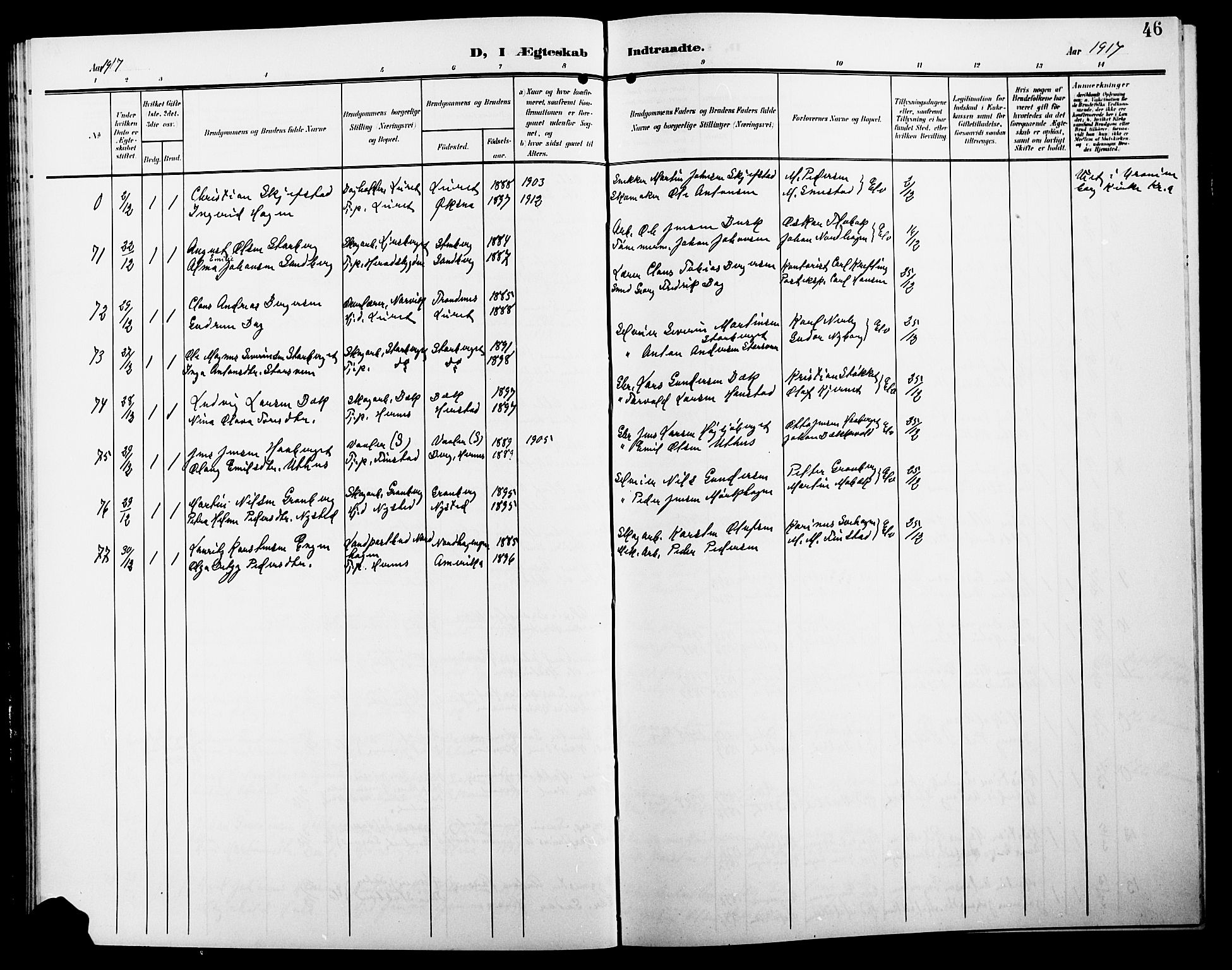 Elverum prestekontor, AV/SAH-PREST-044/H/Ha/Hab/L0009: Parish register (copy) no. 9, 1908-1921, p. 46