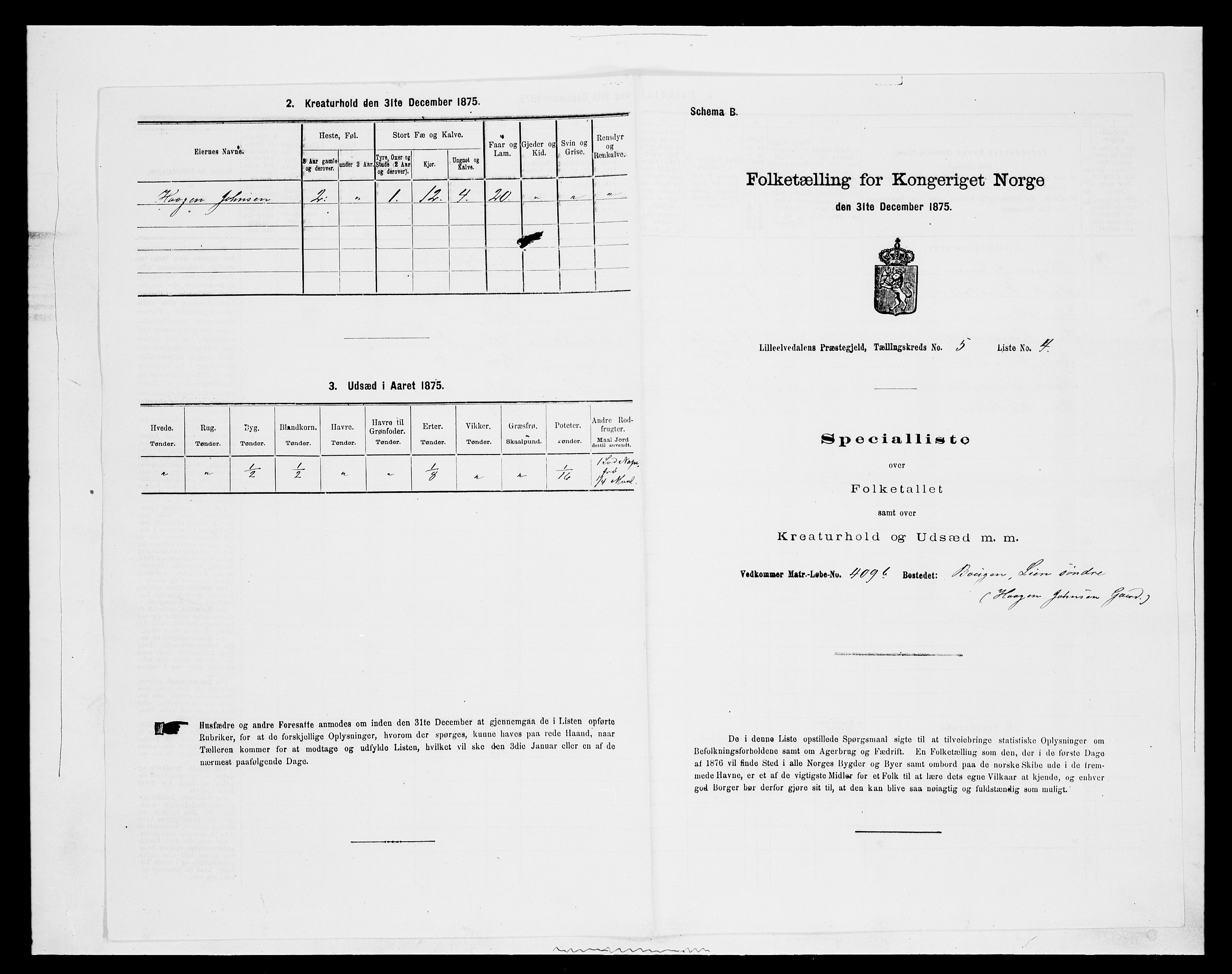 SAH, 1875 census for 0438P Lille Elvedalen, 1875, p. 450