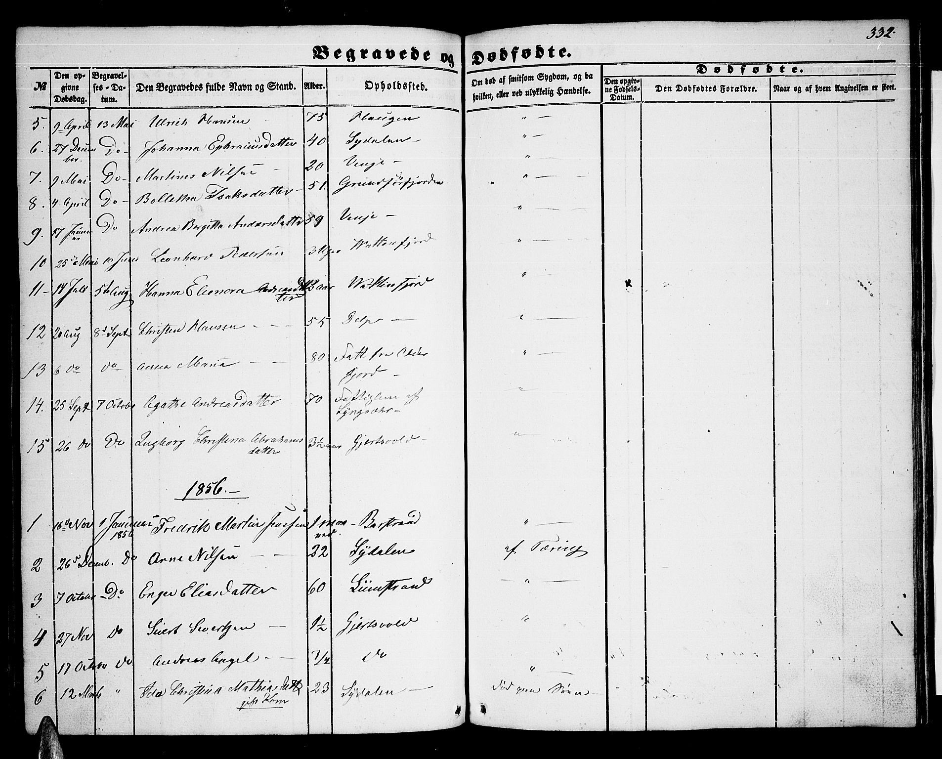 Ministerialprotokoller, klokkerbøker og fødselsregistre - Nordland, AV/SAT-A-1459/876/L1102: Parish register (copy) no. 876C01, 1852-1886, p. 332